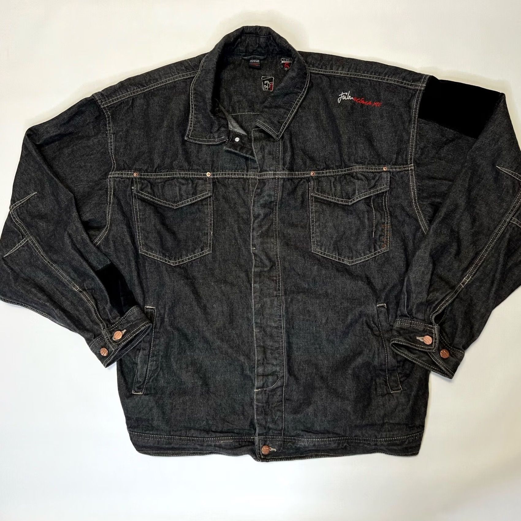 Fubu VINTAGE FUBU Jeans Denim Jacket Mens 2XL Black Hip Hop Oversized Retro Jacket Size US 39 - 3 Thumbnail