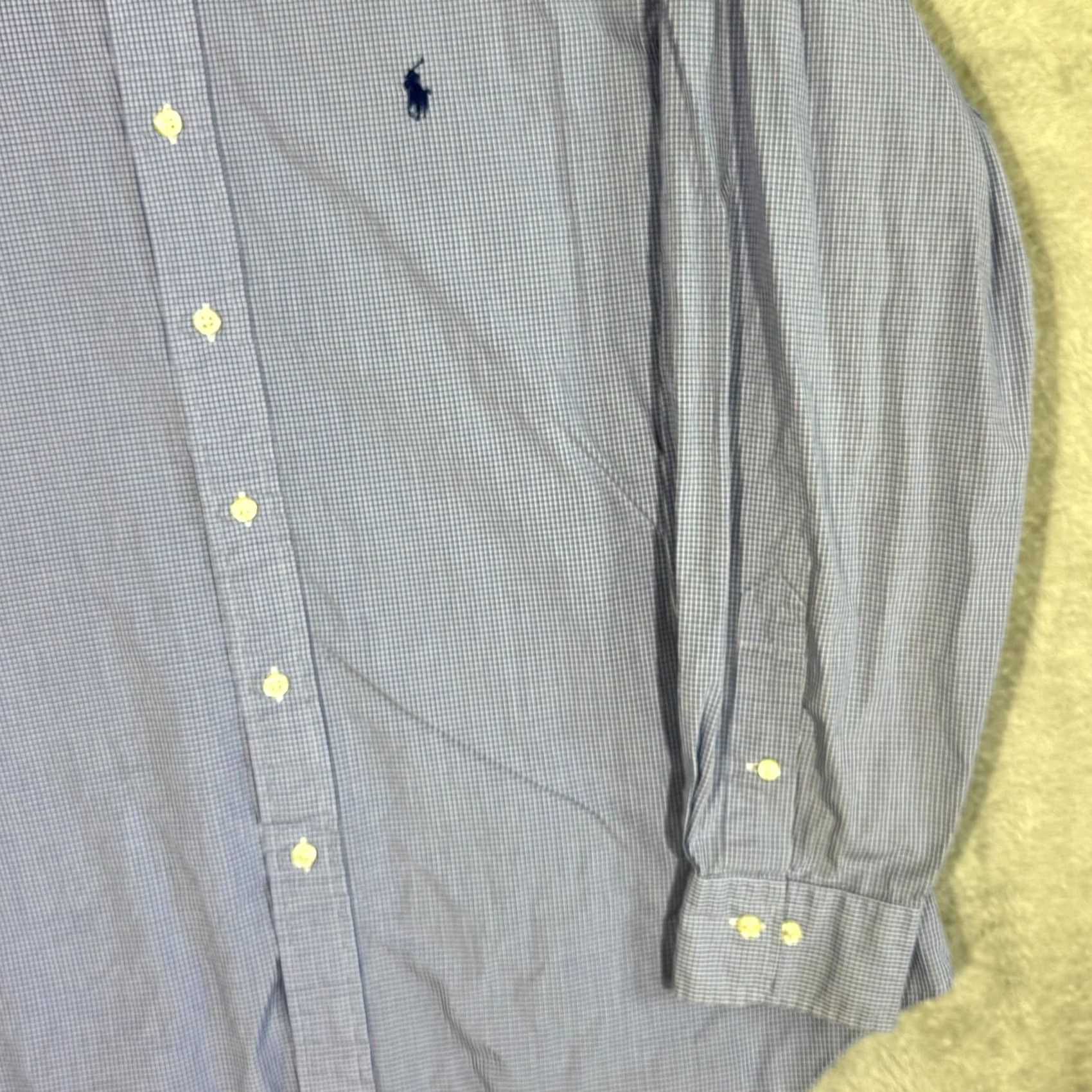 Polo Ralph Lauren Polo Ralph Lauren Andrew Dress Shirt Men’s 17 Blue 100% Cotton Size 46R - 5 Thumbnail