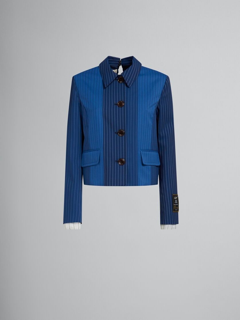 o1w1db10125 Pinstripe Wool Jacket in Blue
