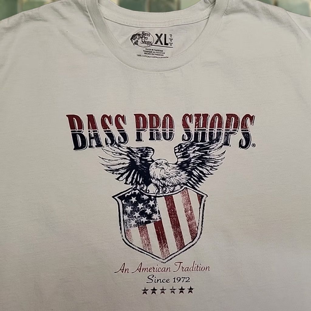 Bass Pro Shops Bass Pro Shops Shirt Mens XL White Outdoor Flag Eagle Logo Fishing Tee Size US XL / EU 56 / 4 - 1 Thumbnail