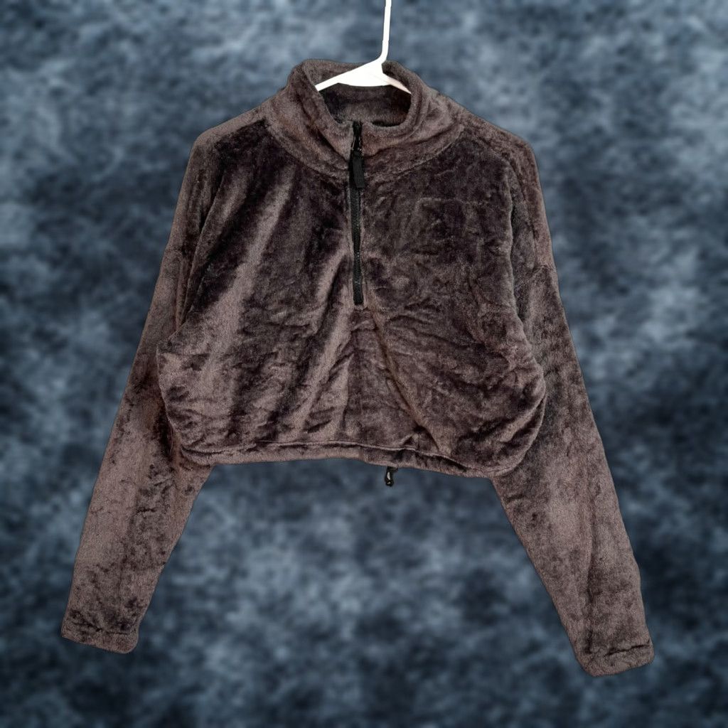 Urban Outfitters Urban Outfitters Womens Brown Fuzzy Cropped Pullover Jacket Full Zip Small Size S / US 4 / IT 40 - 1 Thumbnail