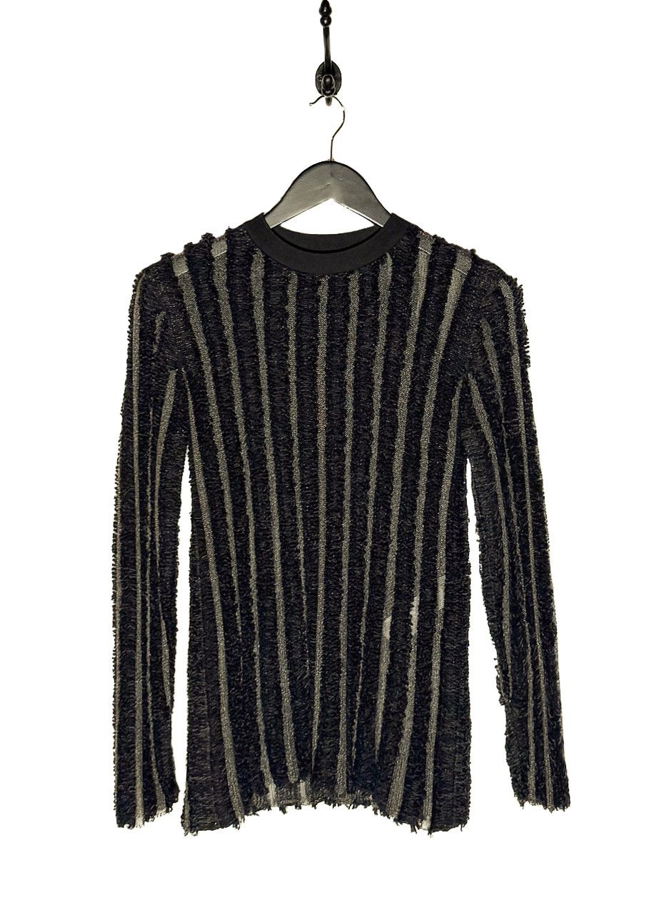 Louis Vuitton Louis Vuitton 2015 Black Wool Fringe Mesh Stripe Sweater Size XS / US 0-2 / IT 36-38 - 1 Thumbnail