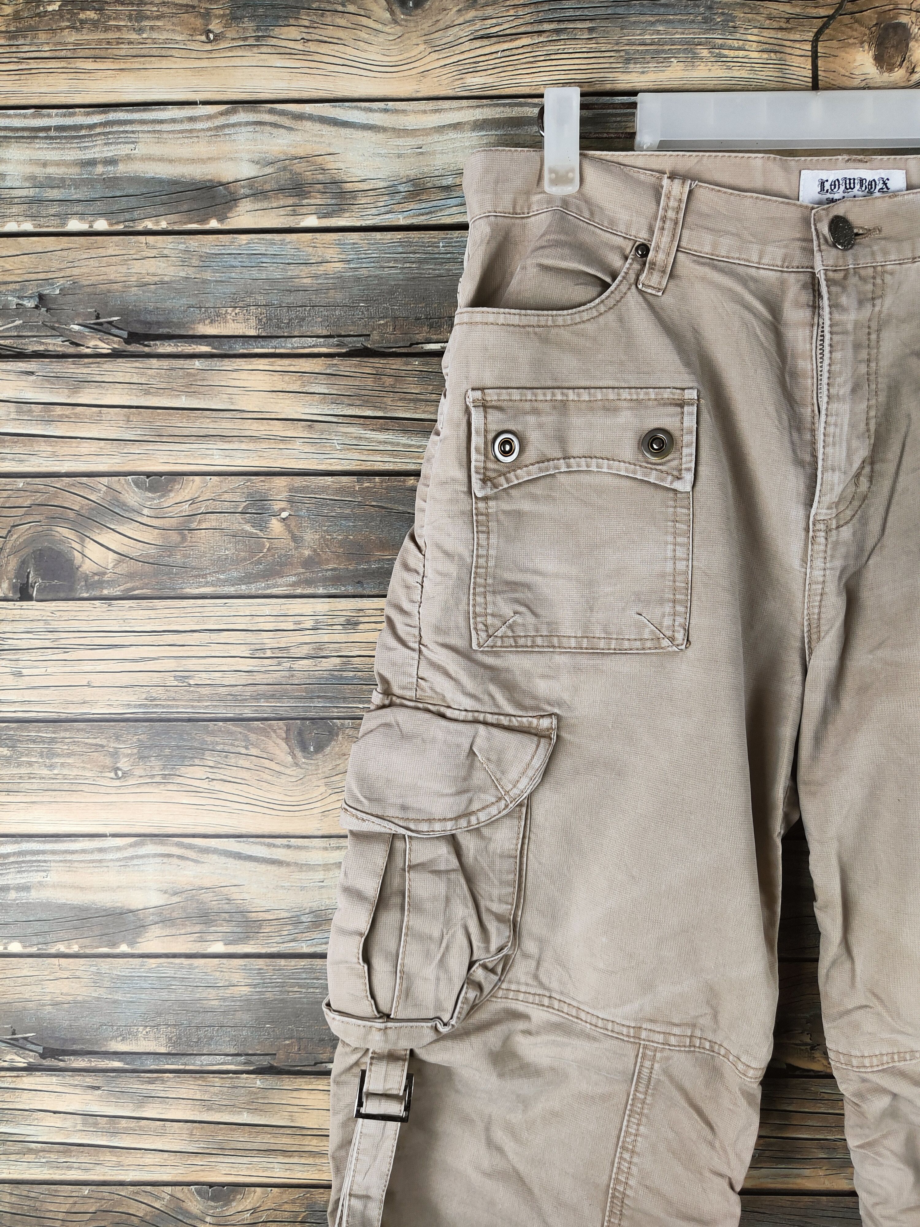 LOWBOX DL Lowbox Beige Multipocket Cargo Pants #46-398 Size US 32 / EU 48 - 3 Thumbnail
