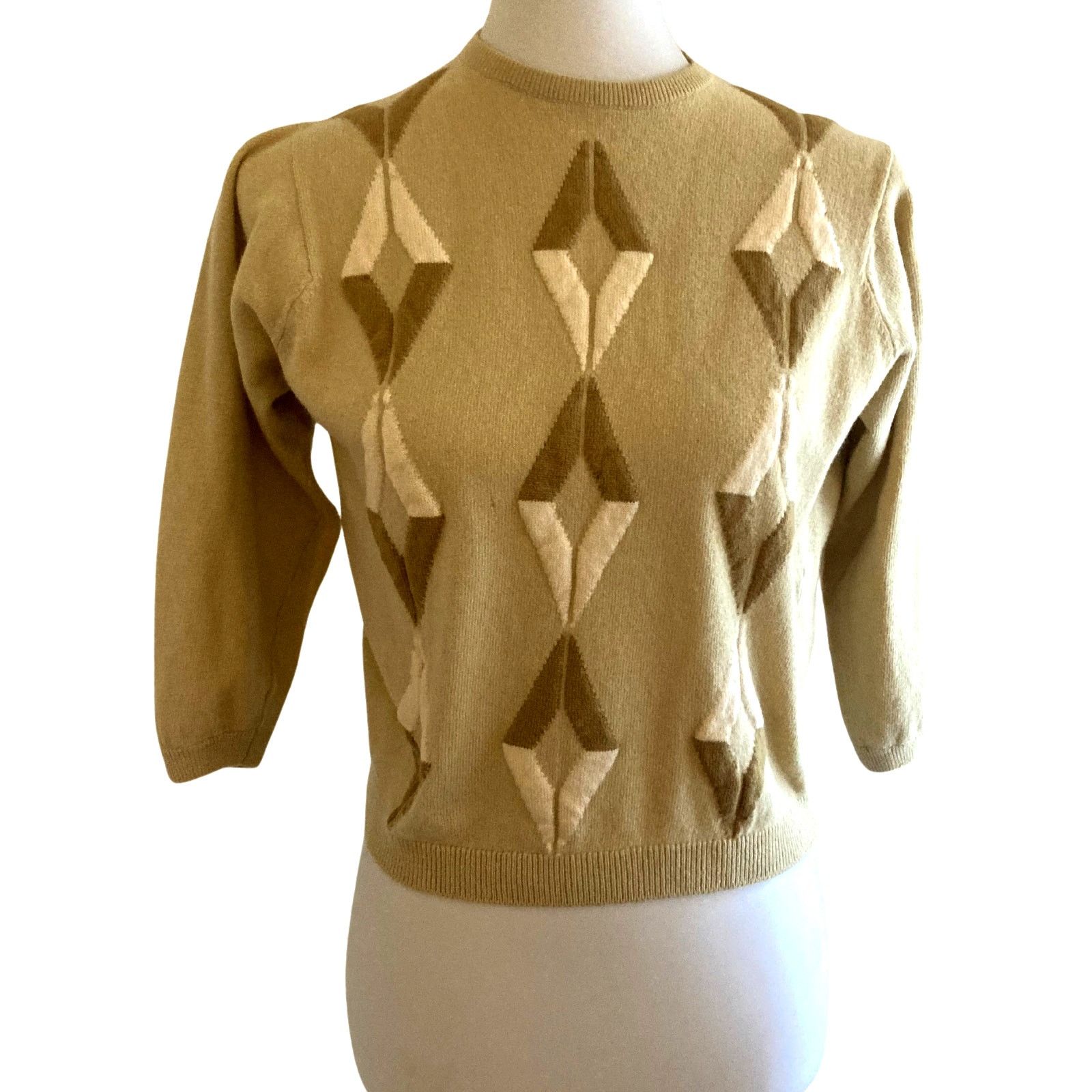 Vintage Rare 1970s Vintage Diamond Sweater, Small Size S / US 4 / IT 40 - 5 Thumbnail