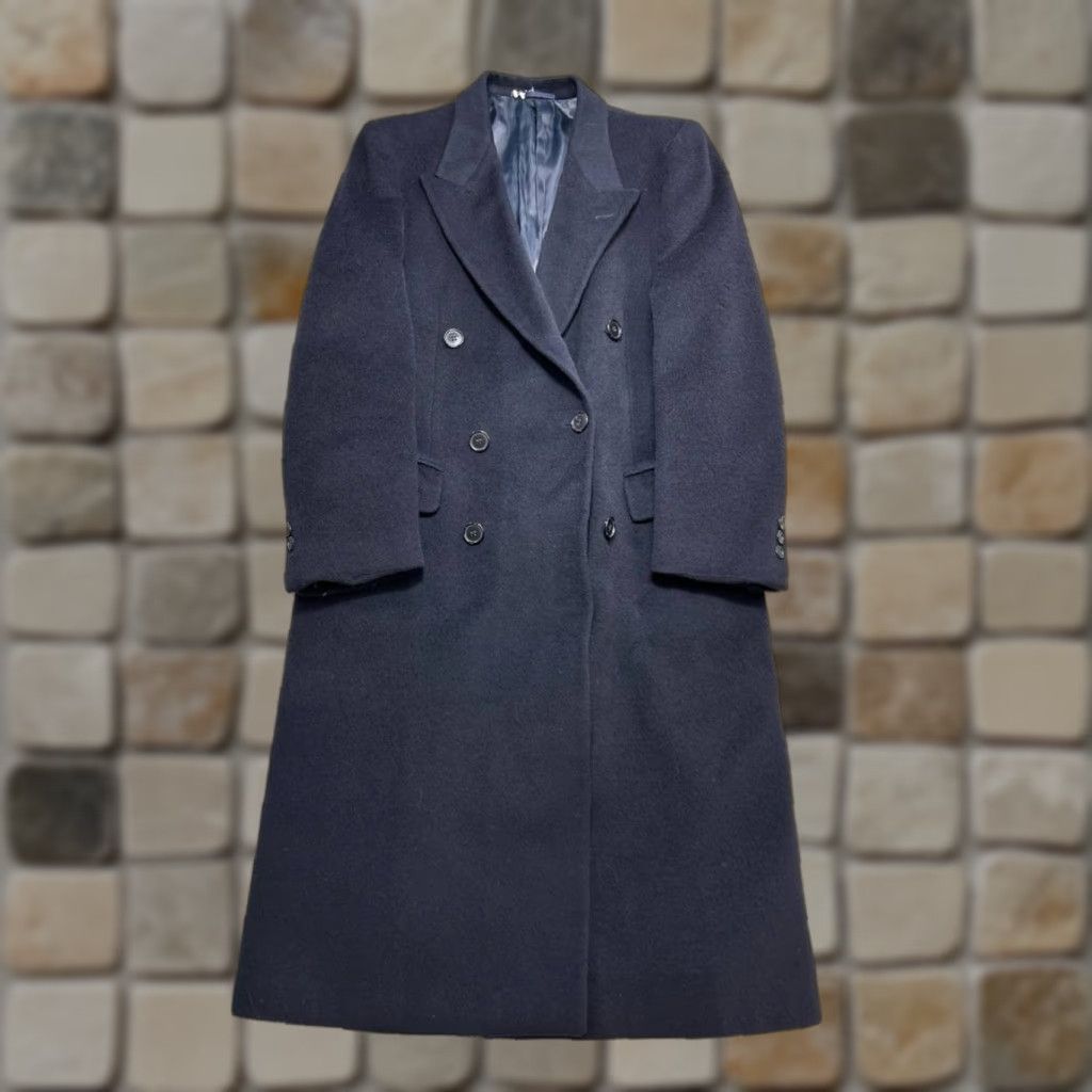 Vintage Vtg Principe By Marzotto Overcoat Mens 38 Blue Wool Coat Long Wool Mens Size US XXS / EU 40 - 1 Thumbnail