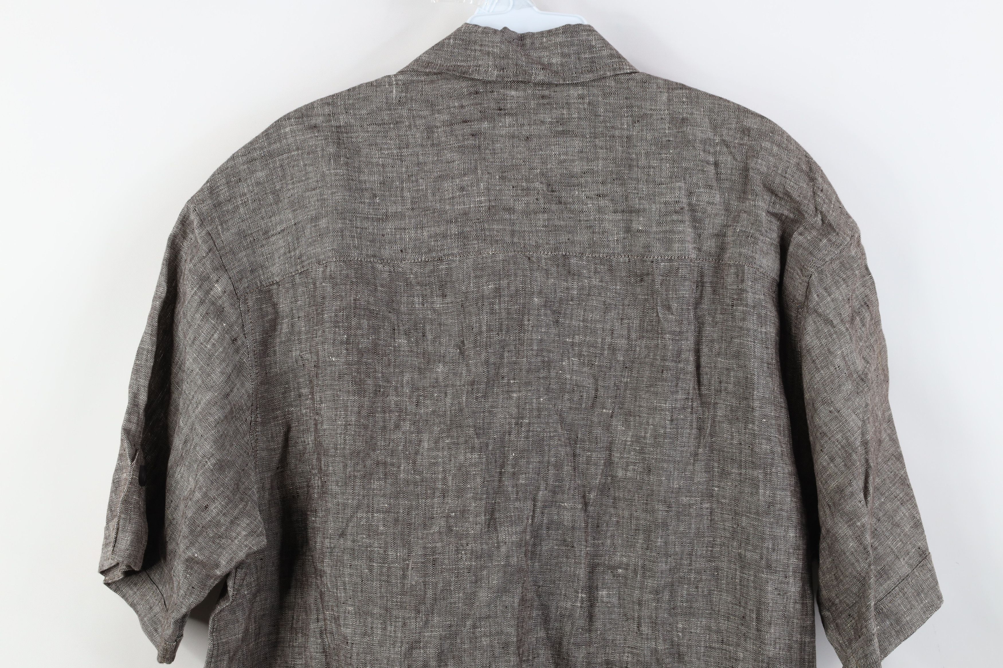 Vintage Vintage 90s Y2K Streetwear Linen Short Sleeve Button Shirt Size US L / EU 52-54 / 3 - 9 Thumbnail