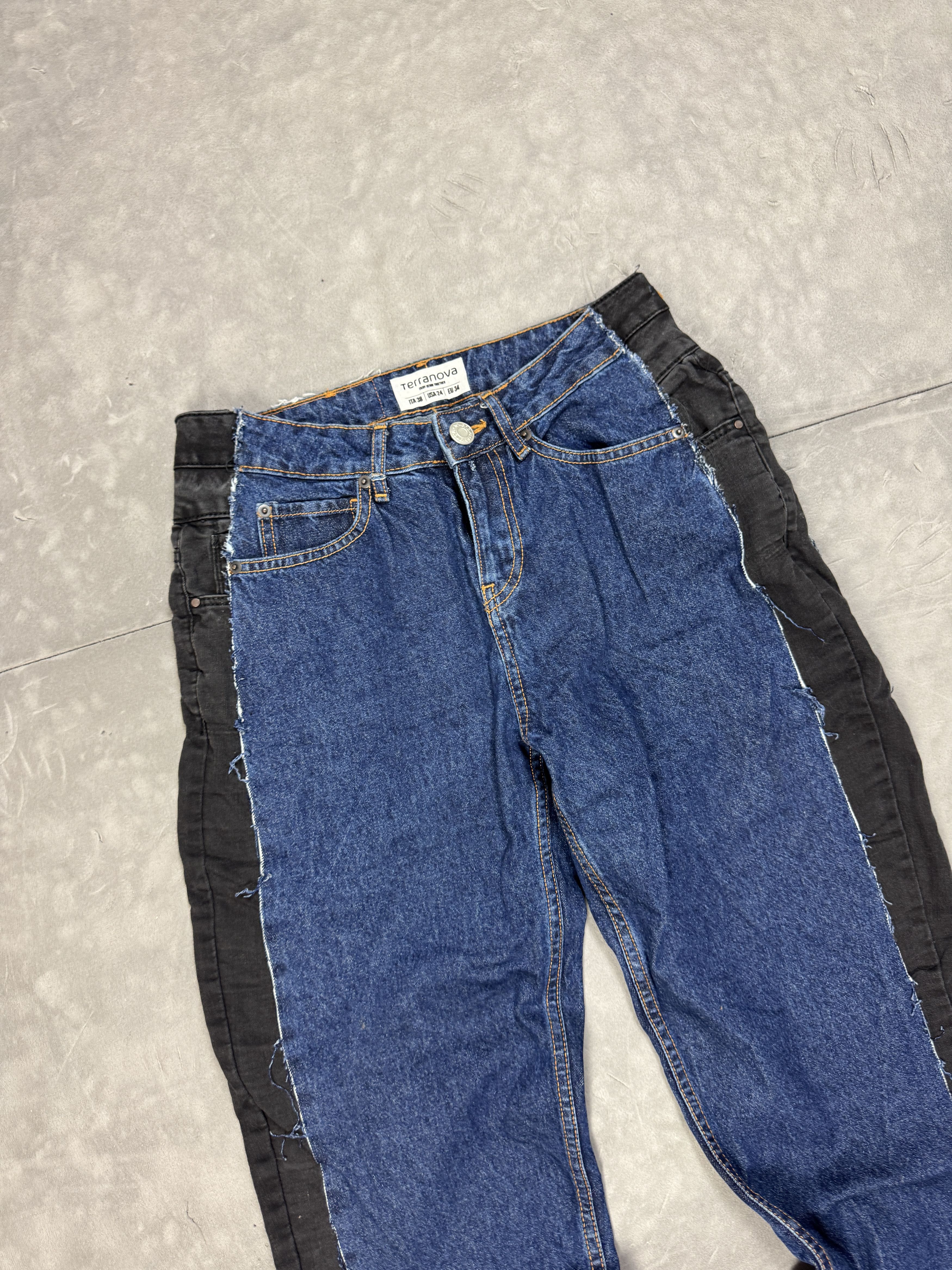 Vintage Custom 2-in-1 Distressed Washed Denim Jeans (S) y2k 90s Size 27" / US 4 / IT 40 - 4 Thumbnail