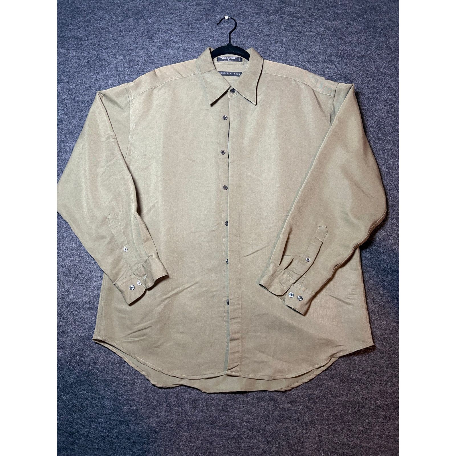 Geoffrey Beene Geoffrey Beene Button Up Shirt Mens Large Tan Beige #0479 Size US L / EU 52-54 / 3 - 5 Thumbnail