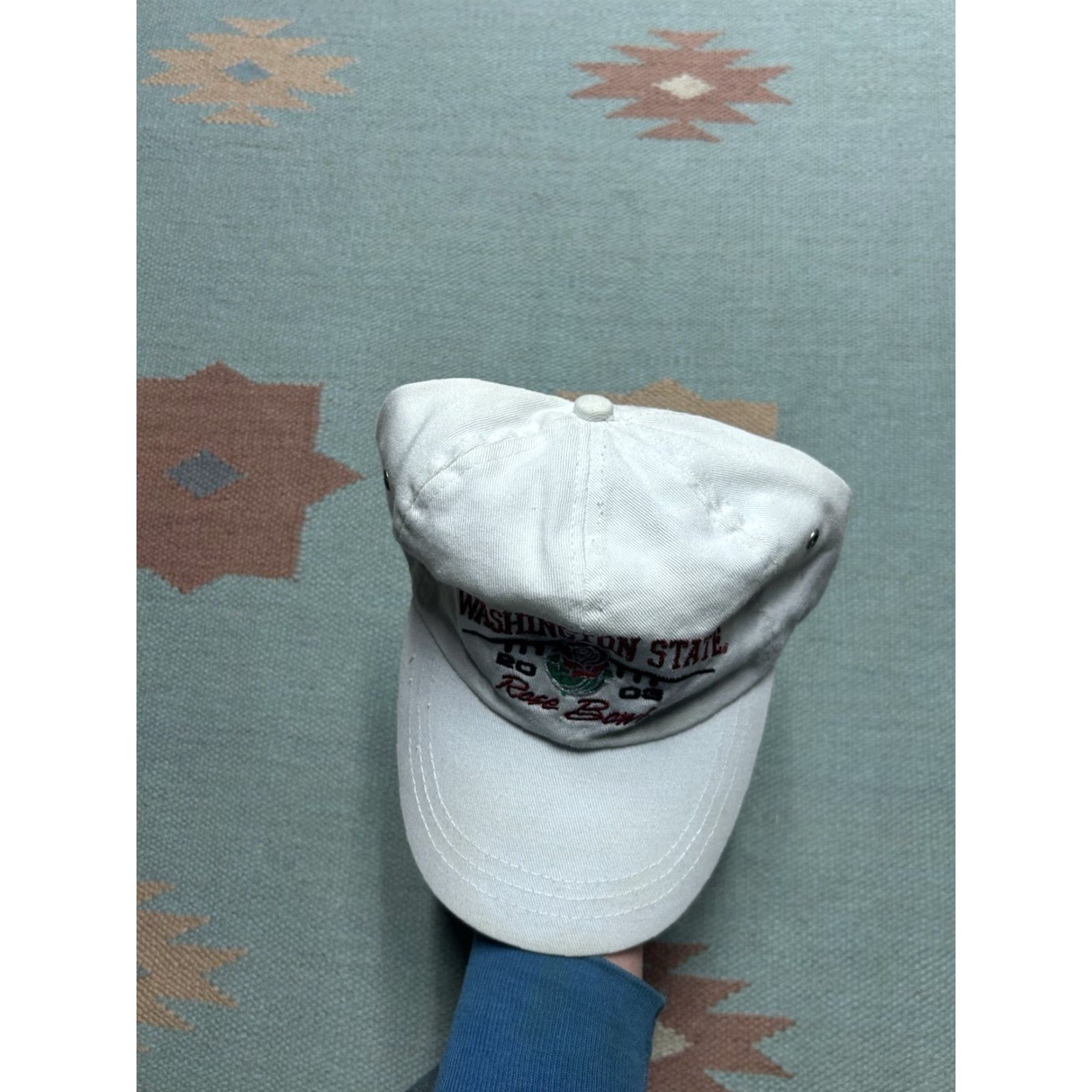 Vintage VINTAGE Washington State Cougars Rose Bowl 2003 White Pink Adjustable Strapback Hat Cap Baseball Cap Mens Size ONE SIZE - 3 Thumbnail