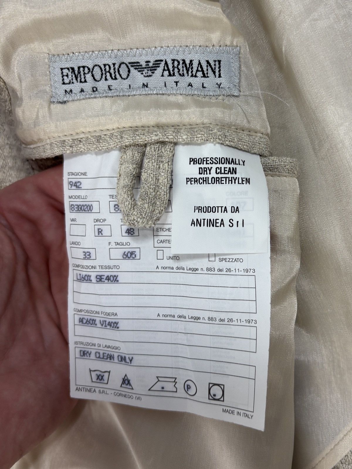 Emporio Armani S/S 1994 Emporio Armani Jacket 90s Vintage Linen Blazer Puck Size 48R - 6 Thumbnail