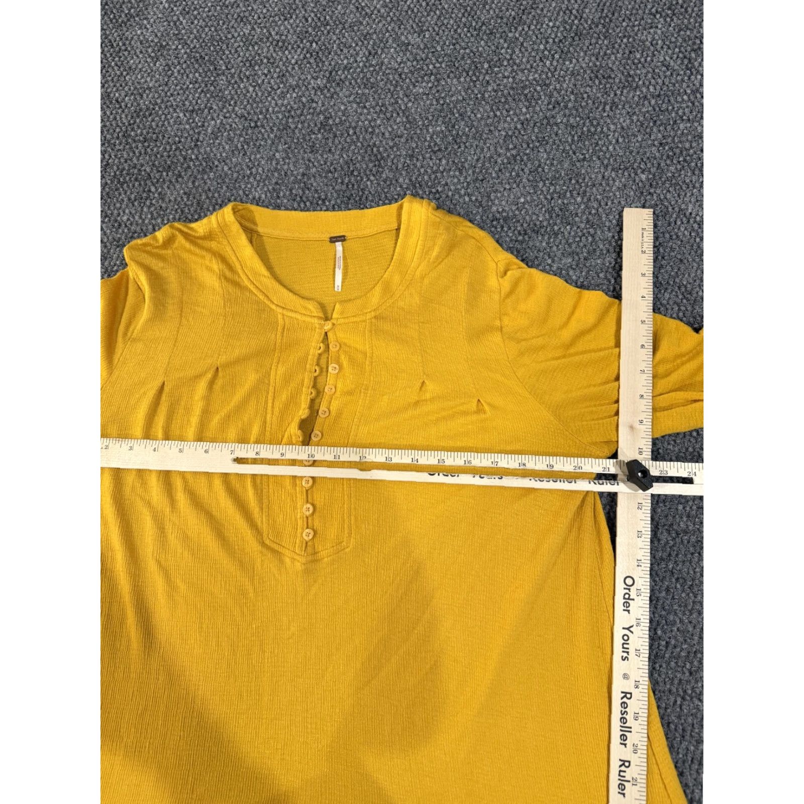 Free People Free People Dress Womens M Yellow Henley Ruffle Hem Bell Sleeve Trapeze Cardig? Size M / US 6-8 / IT 42-44 - 3 Thumbnail