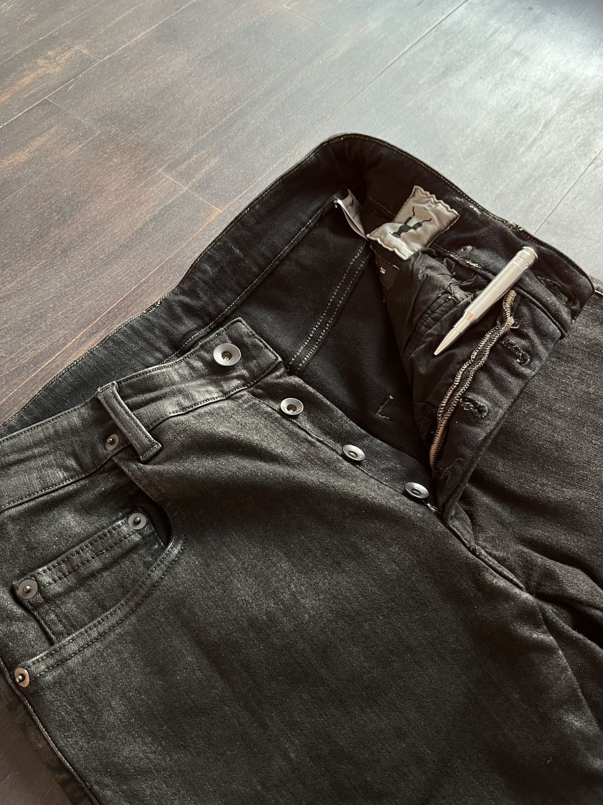 Rick Owens × Rick Owens Drkshdw rick owens fw17 “glitter” black waxed detroit cut jeans Size US 30 / EU 46 - 5 Thumbnail