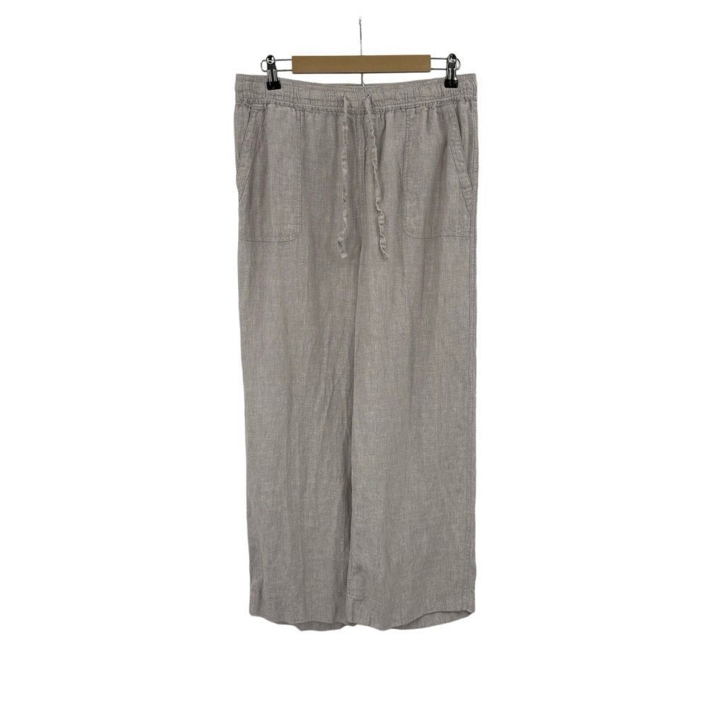 Jones New York Jones & Co Linen High-Rise Flat Front Drawstring Wide Leg Pa Size 34" / US 12 / IT 48 - 1 Thumbnail