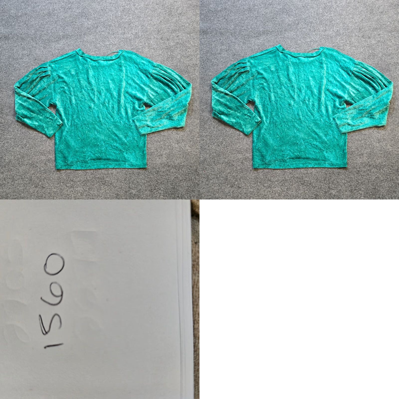 Free People Free People Top Womens S Green Velour Long Sleeve Casual Basic Blouse, Velvet, Round Neck, Lightweight, Stretch, Regular, Fall Spring Winter, Womens Size S / US 4 / IT 40 - 8 Thumbnail