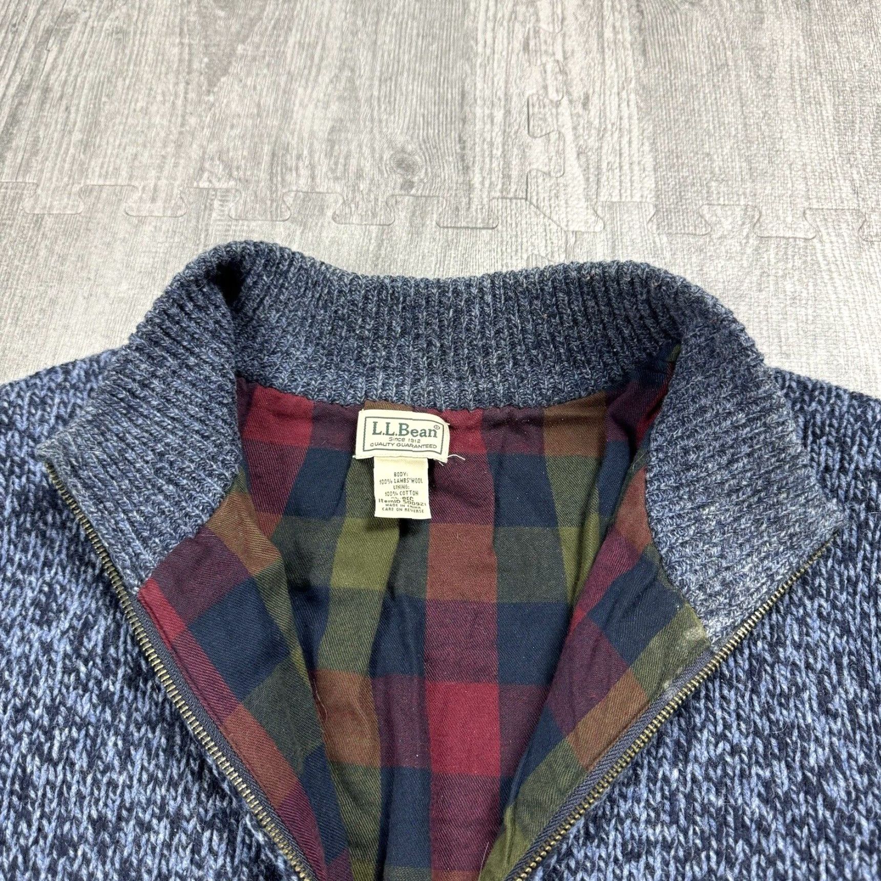 Vintage VINTAGE L.L. BEAN CLASSIC WOOL SWEATER FULL ZIP FLANNEL LINED BLUE XL OUTDOOR MEN Size US XL / EU 56 / 4 - 5 Thumbnail