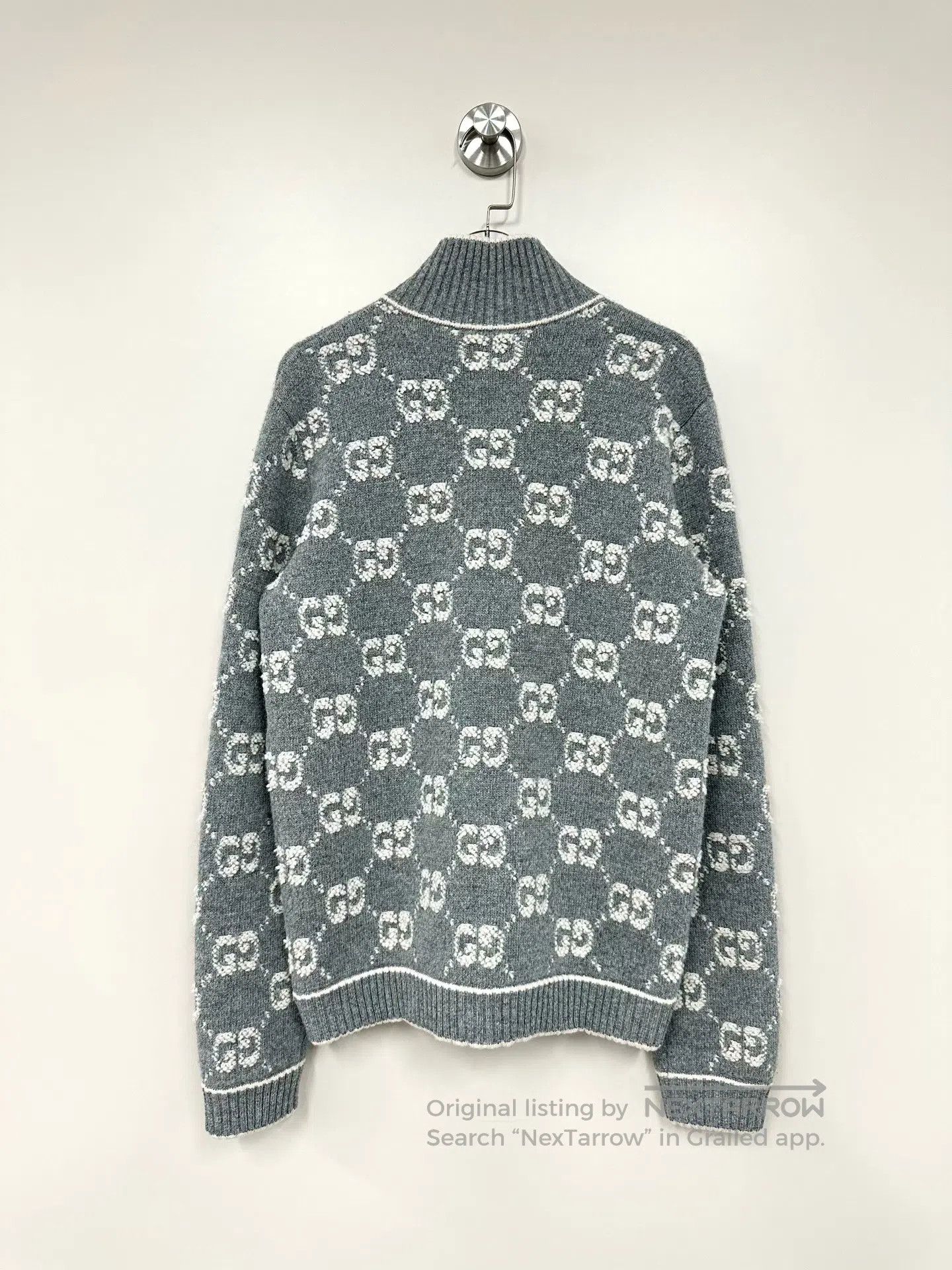 Gucci Guicci Gray Double G Monogram Logo Zip-Up Knit Jacket| Size US XS / EU 42 / 0 - 2 Thumbnail