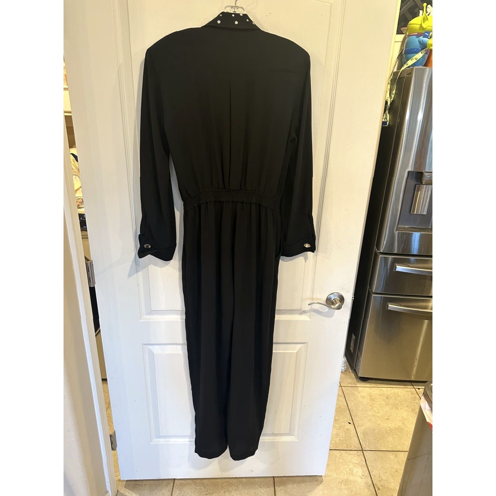 Vintage VINTAGE Ms Chaus Jumpsuit Long Sleeve Black 10 Women Shoulder Pads Gold Tone Buttons Size L / US 10 / IT 46 - 4 Thumbnail