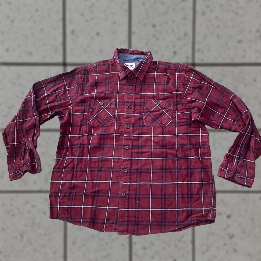 Wrangler VINTAGE Wrangler Authentic Button Shirt Men XL Western Red Plaid Flannel Classic XL 50" Size US XL / EU 56 / 4 - 1 Thumbnail
