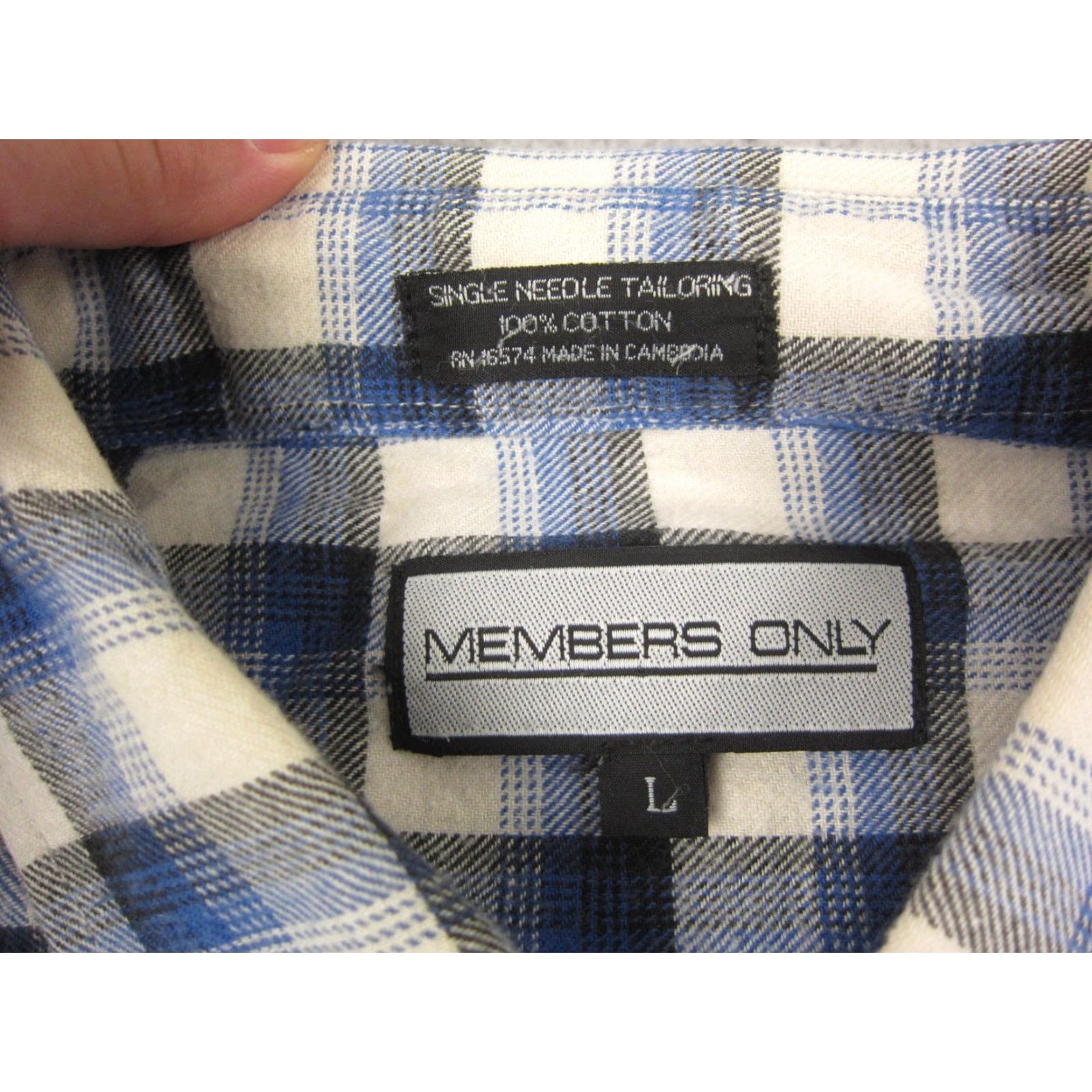 Members Only VINTAGE Members Only Shirt Mens Adult Large Blue Plaid Flannel Cotton 80s Shirt Button-Up 90s Theme Size US L / EU 52-54 / 3 - 4 Thumbnail
