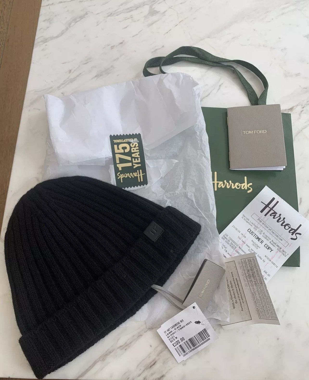 TOM FORD Ribbed 100% Cashmere Beanie size medium