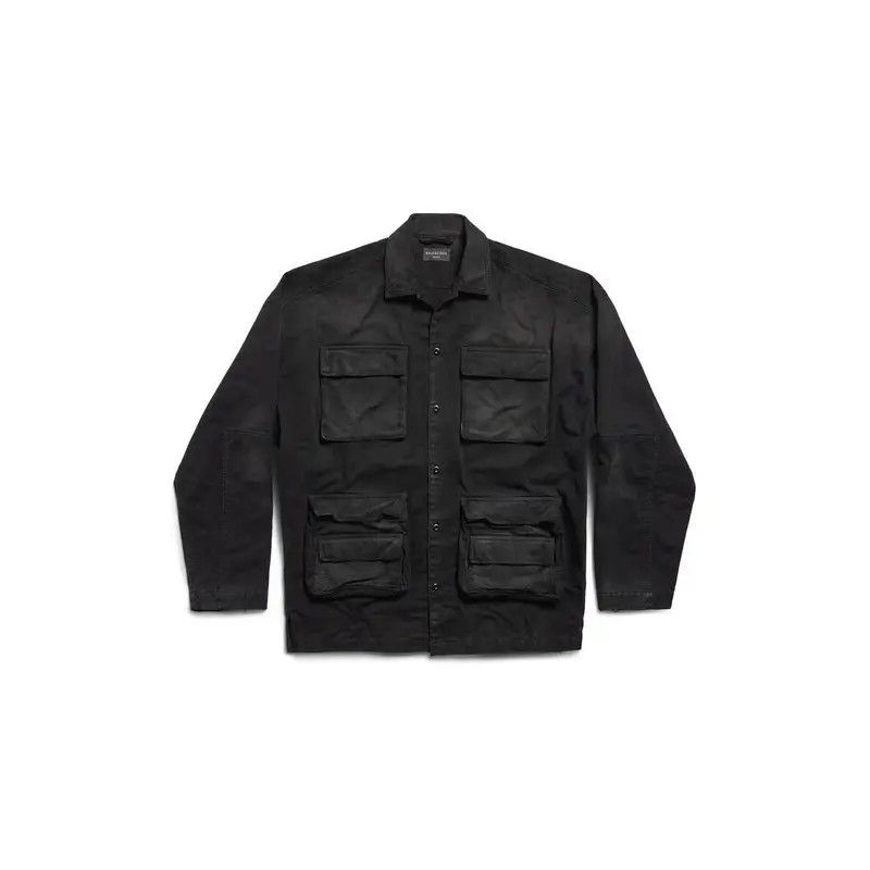 Balenciaga o1srvl11e0426 BB Corp Cargo Shirt Large Fit In Black Size US XS / EU 42 / 0 - 1 Thumbnail
