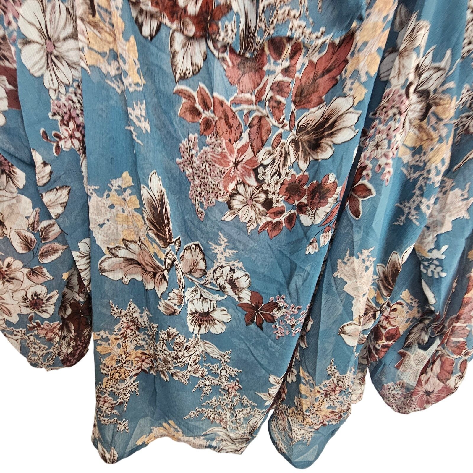 Corridor Torrid Off Shoulder Ruffle Top Size 3X Sheer Floral Crinkle Size 3XL / US 20-22 - 4 Thumbnail