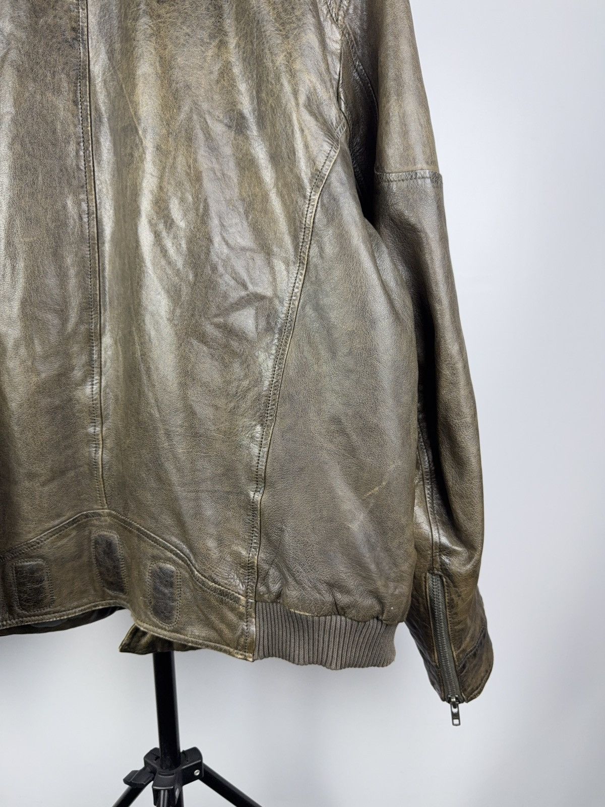 Leather Vintage 90s Genuine Leather MOTO Bomber Jacket Rock Punk Size US XL / EU 56 / 4 - 15 Thumbnail