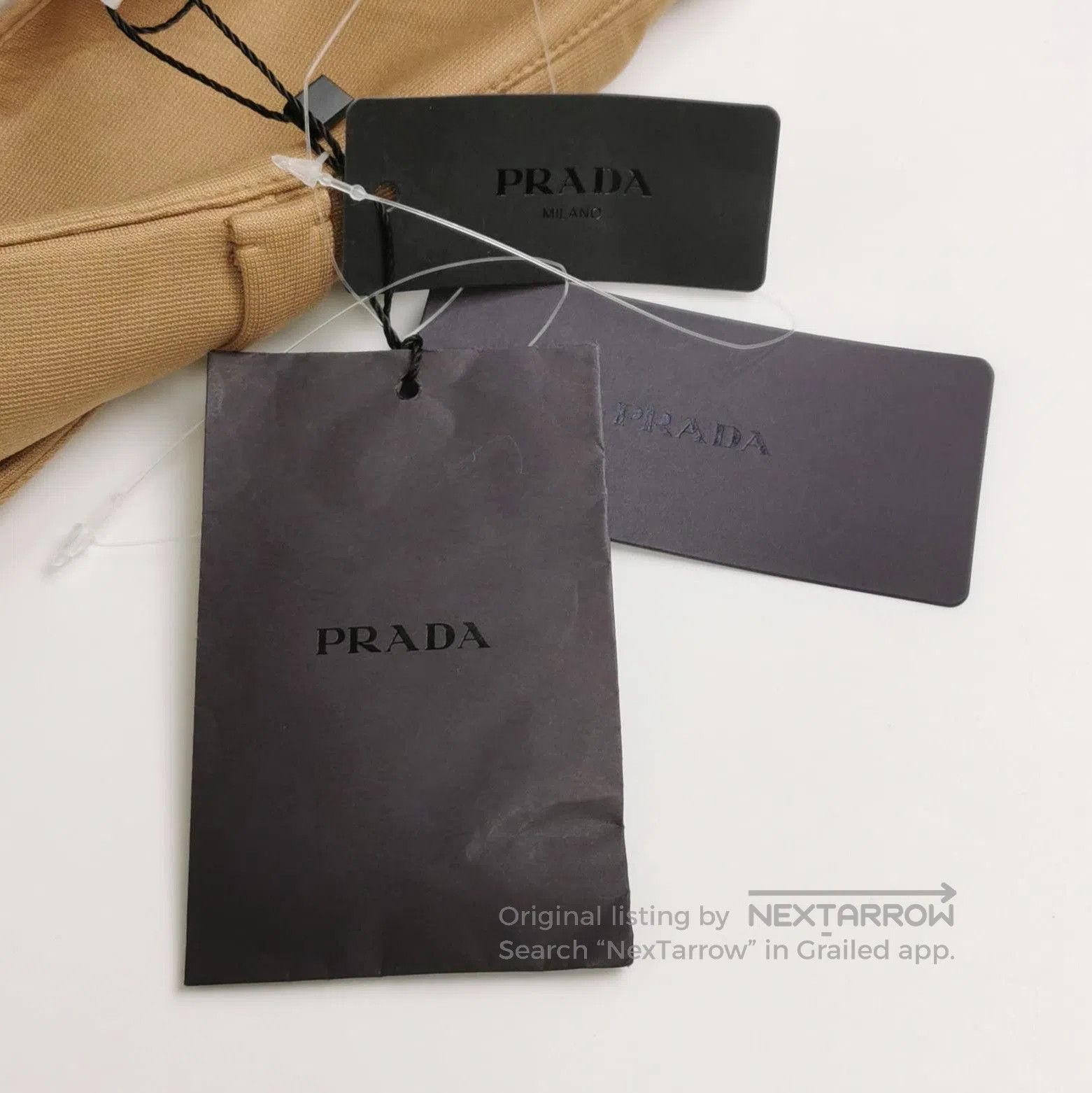 Prada Prada Logo Half Skirt in Beige . Size 41" - 3 Thumbnail
