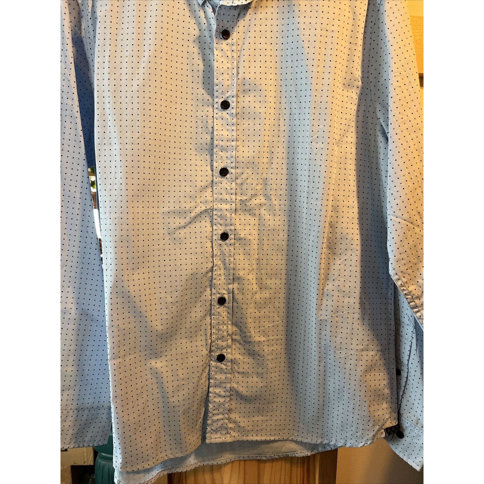 Other Level Ten Men's L Blue Polka Dot Button Down LS Cotton Shirt Size US L / EU 52-54 / 3 - 12 Thumbnail