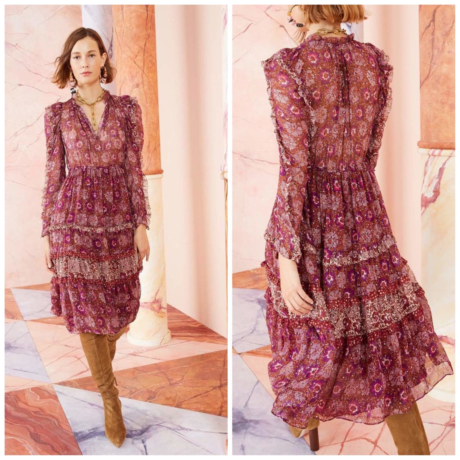 image of Ulla Johnson Alessandra Midi Dress in Purple, Women's (Size Medium)