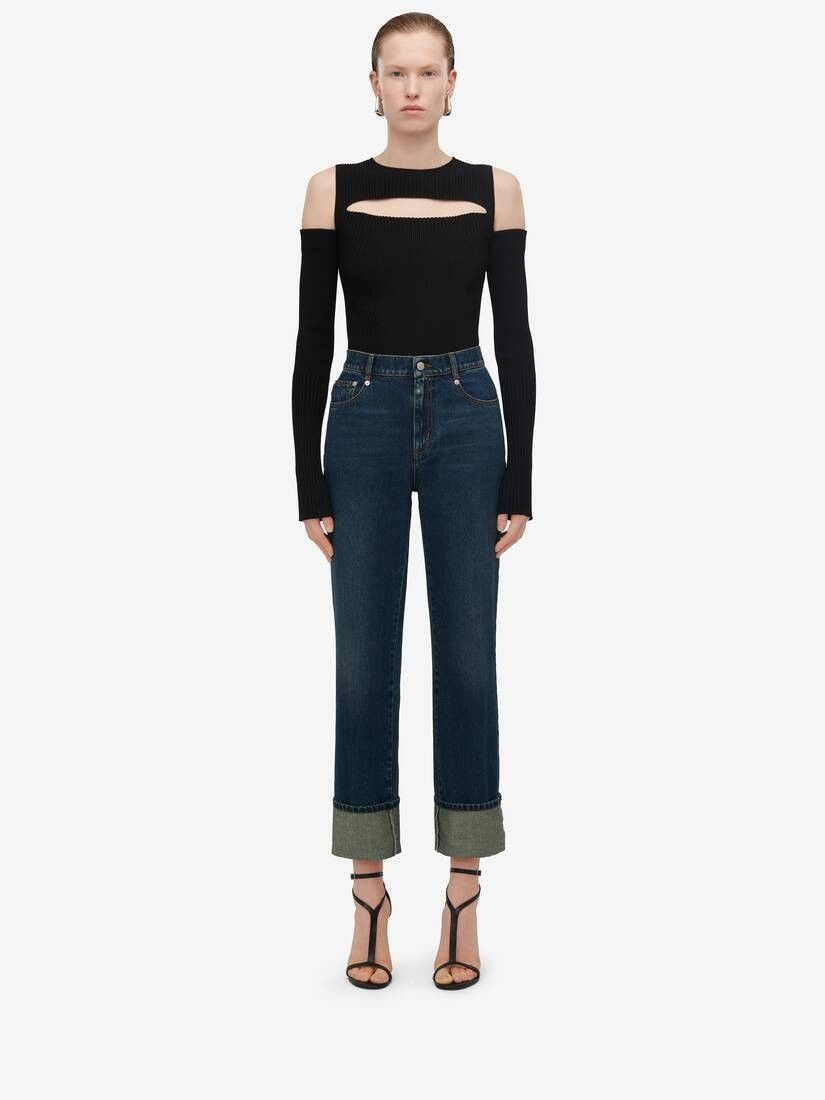 Alexander McQueen o1srvl11e0326 Slashed Knit Top in Black Size M / US 6-8 / IT 42-44 - 3 Thumbnail