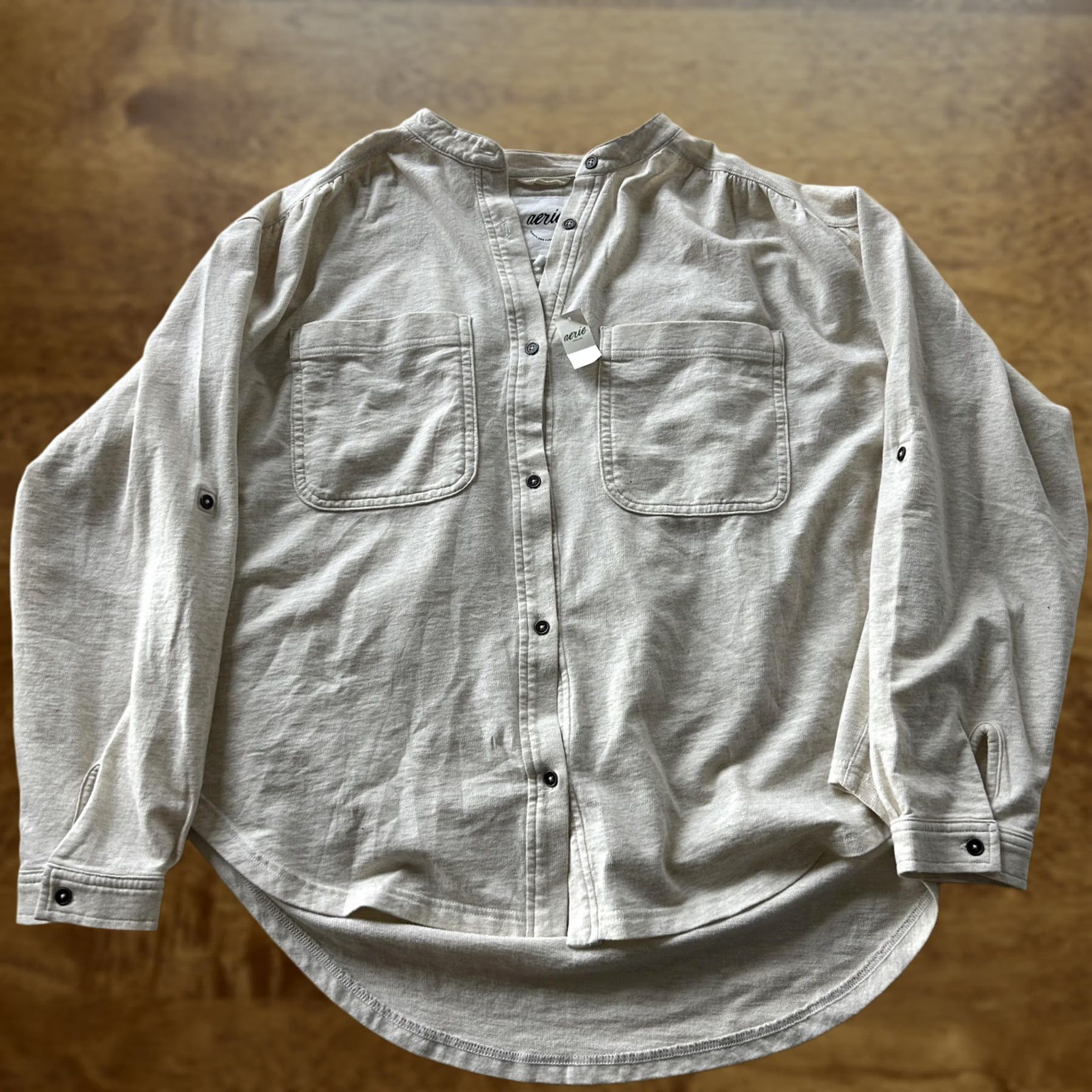 Vintage Aerie Shirt Womens Small Beige Button Up Long Sleeve Utility Pockets Top Size S / US 4 / IT 40 - 1 Thumbnail