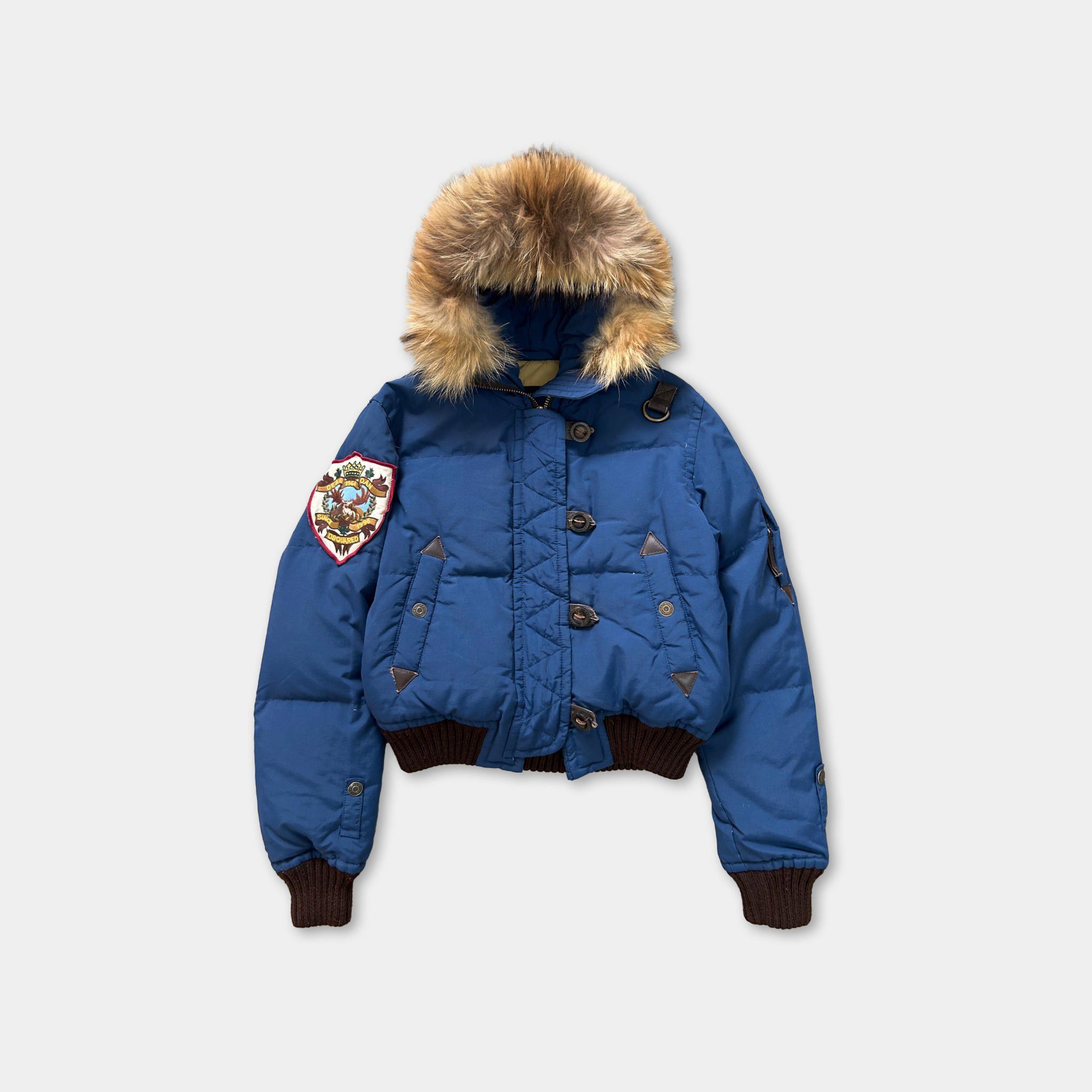 Dsquared2 Dsquared2 Blue Fur Hooded Jacket Size US XS / EU 42 / 0 - 1 Thumbnail