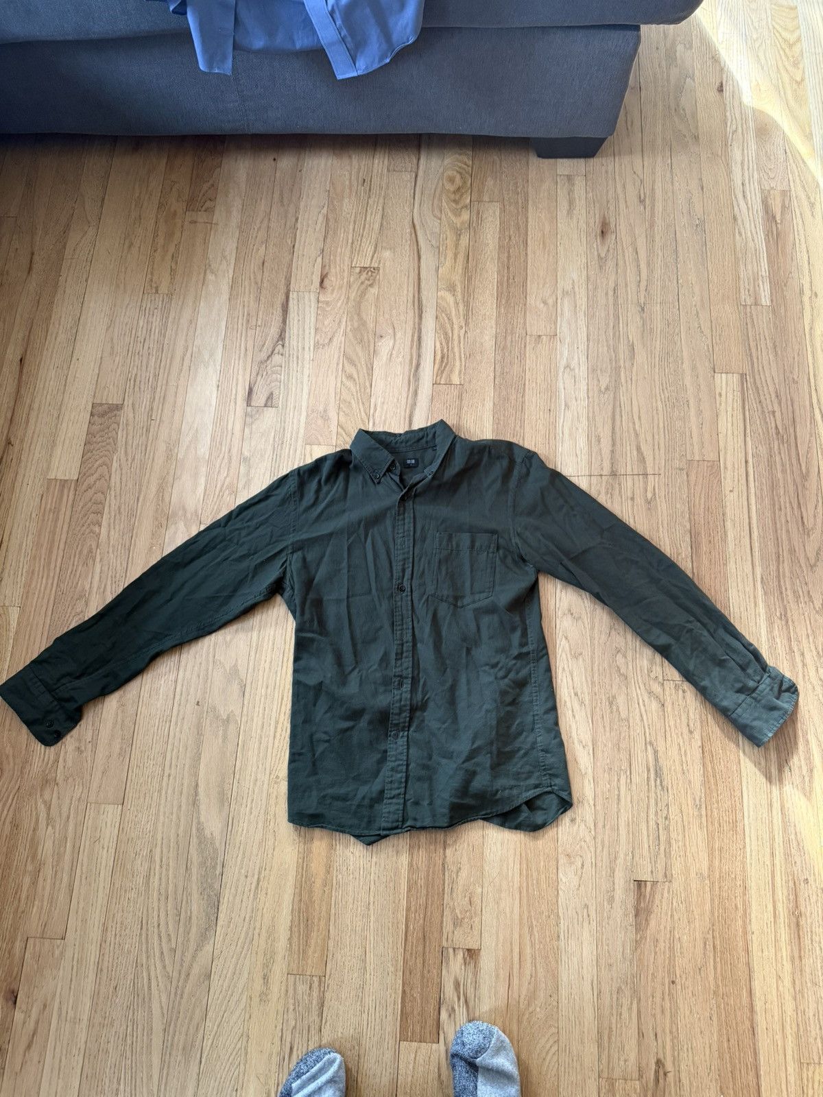 Japanese Brand × Uniqlo Olive Green Flannel Shirt Size US S / EU 44-46 / 1 - 1 Thumbnail