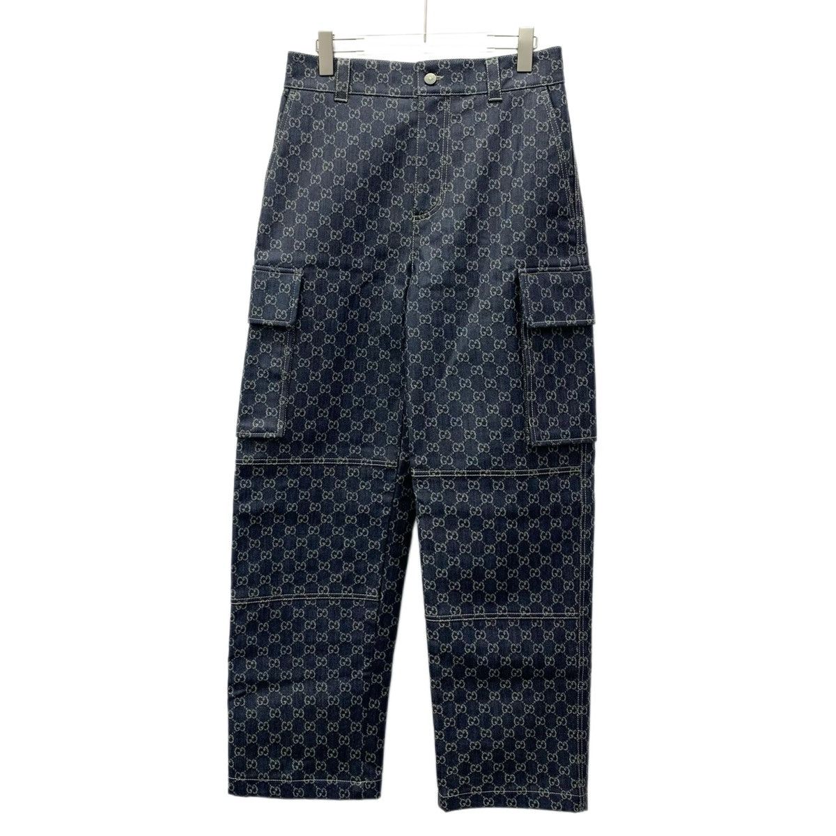 Gucci Gucci Blue Allover Logo Jacquard Casual Cargo Jeans K26WX Size US 30 / EU 46 - 1 Thumbnail