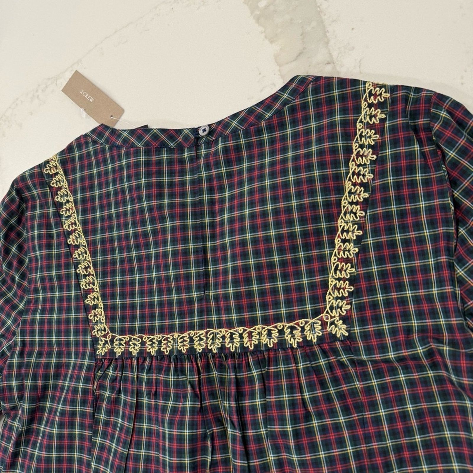 J.Crew J. Crew NWT Embroidered Plaid Peasant Holiday Top Womens XS Size XS / US 0-2 / IT 36-38 - 11 Thumbnail