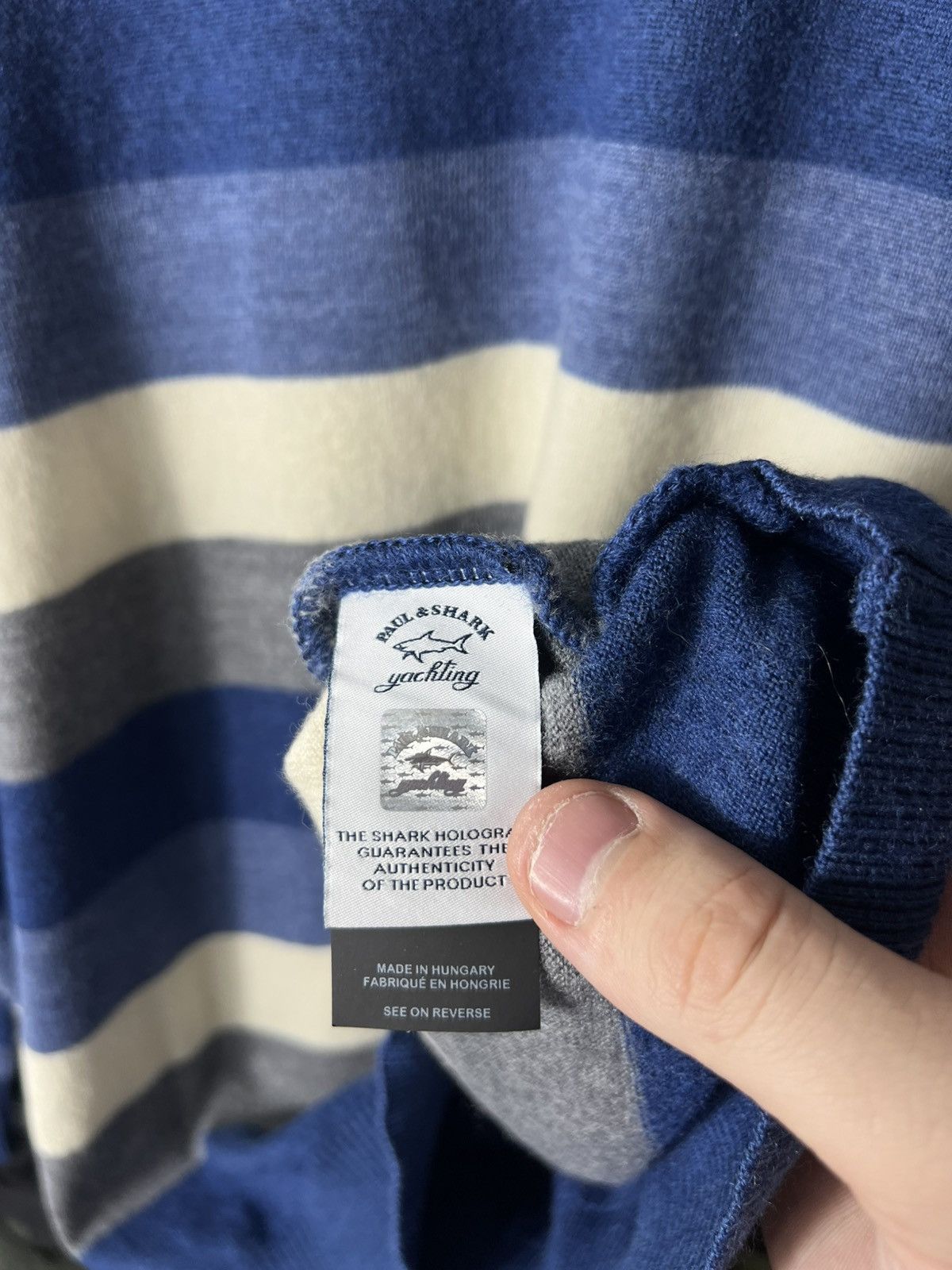 Paul & Shark Paul & Shark Yachting Wool Striped Sweater Blue Grey Size XL Size US XL / EU 56 / 4 - 7 Thumbnail