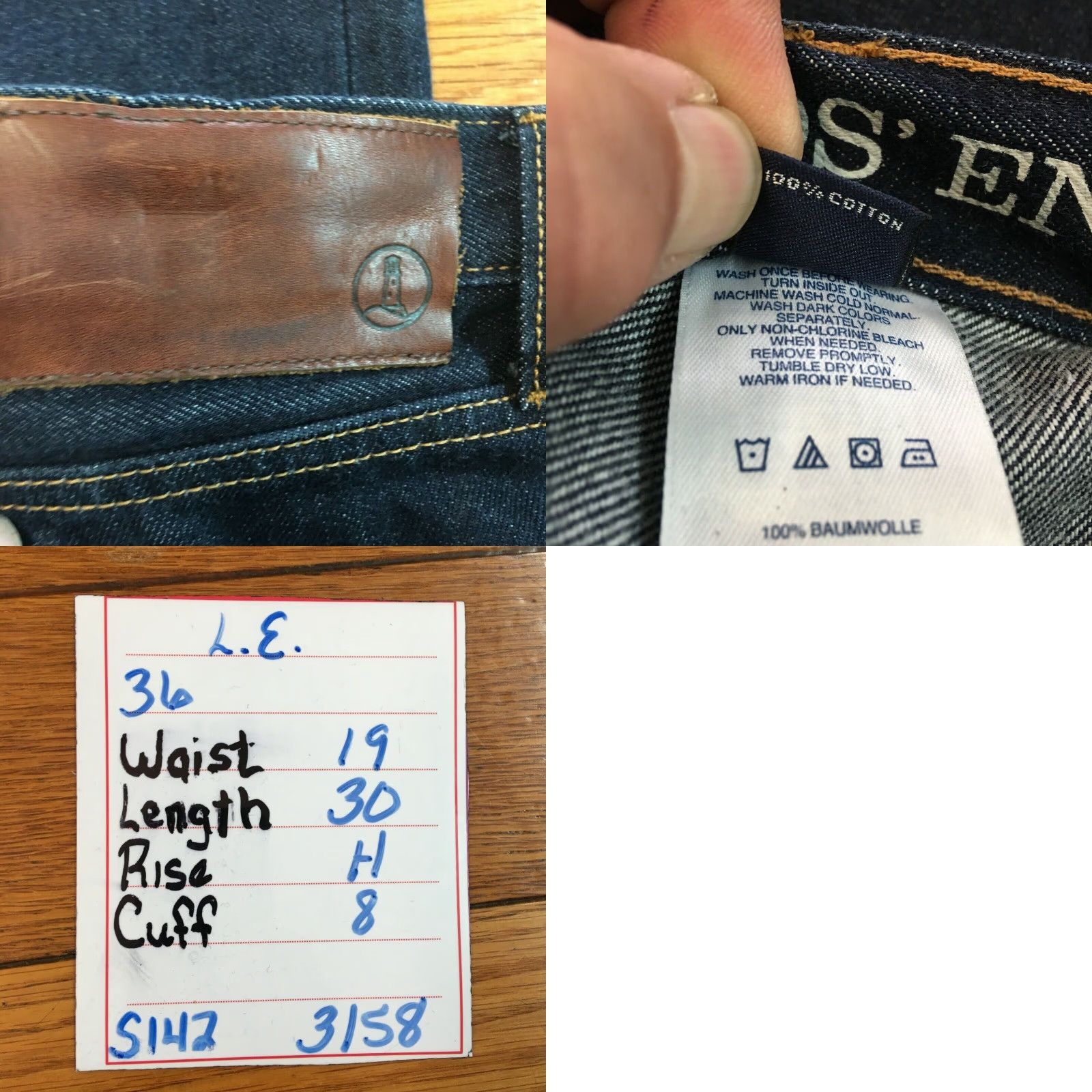 Lands' End VINTAGE Lands' End Men's Jeans Straight Fit Dark Blue 90s Retro Cotton Size 36 Size US 36 / EU 52 - 8 Thumbnail