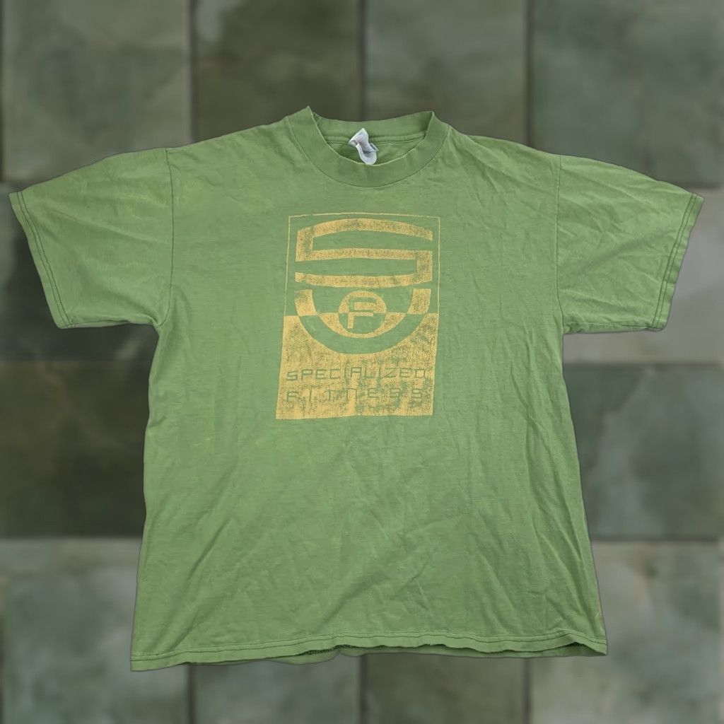 Vintage Green Large Adult Thrashed Grunge Worn Obscure Fitness Shirt Specialize