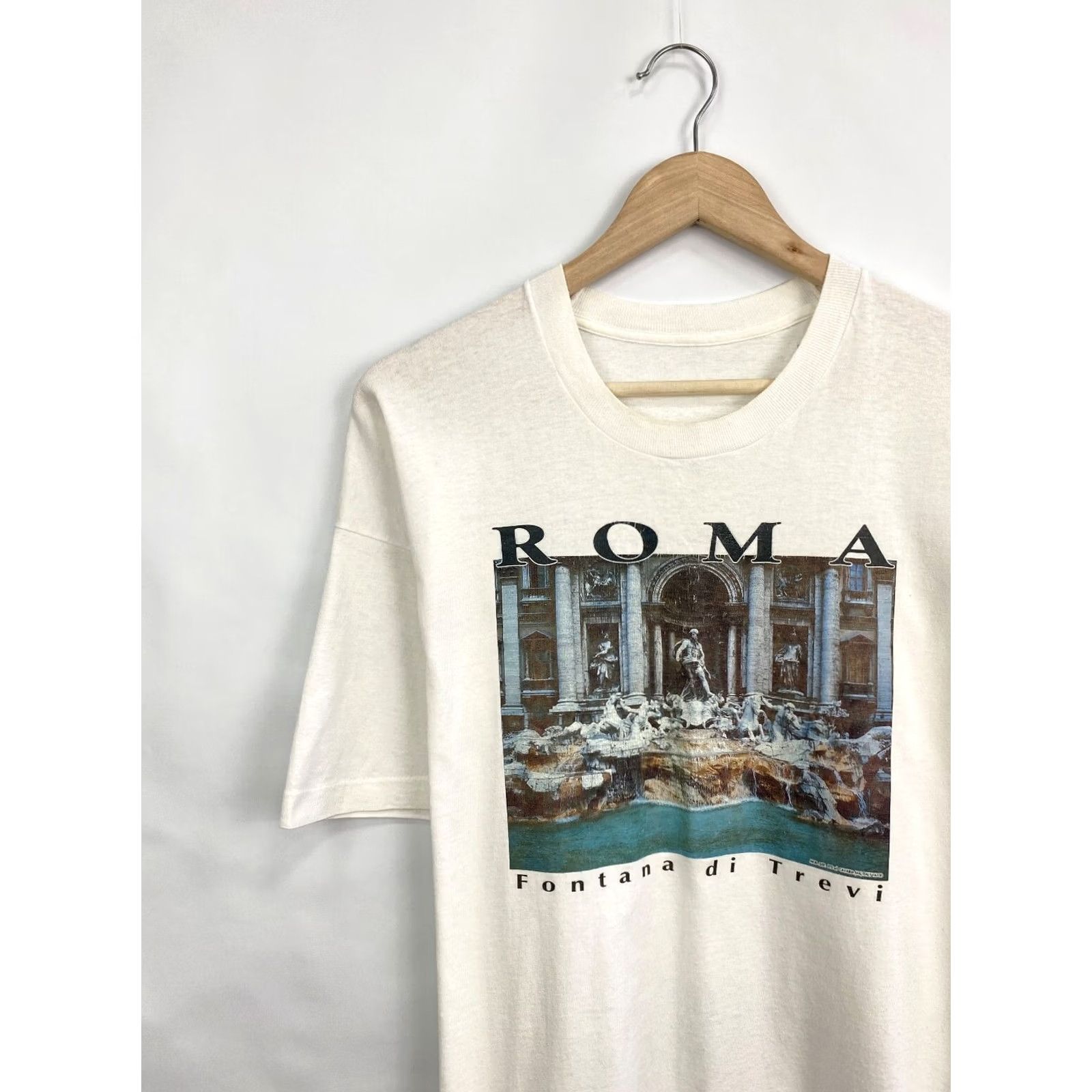 Fruit Of The Loom VINTAGE 90s Italy Roma Fontana Di Trevi T-Shirt Men L White 90s Pictures Cracked Hole Fontana Di Trevi Style Shirts Size US L / EU 52-54 / 3 - 3 Thumbnail