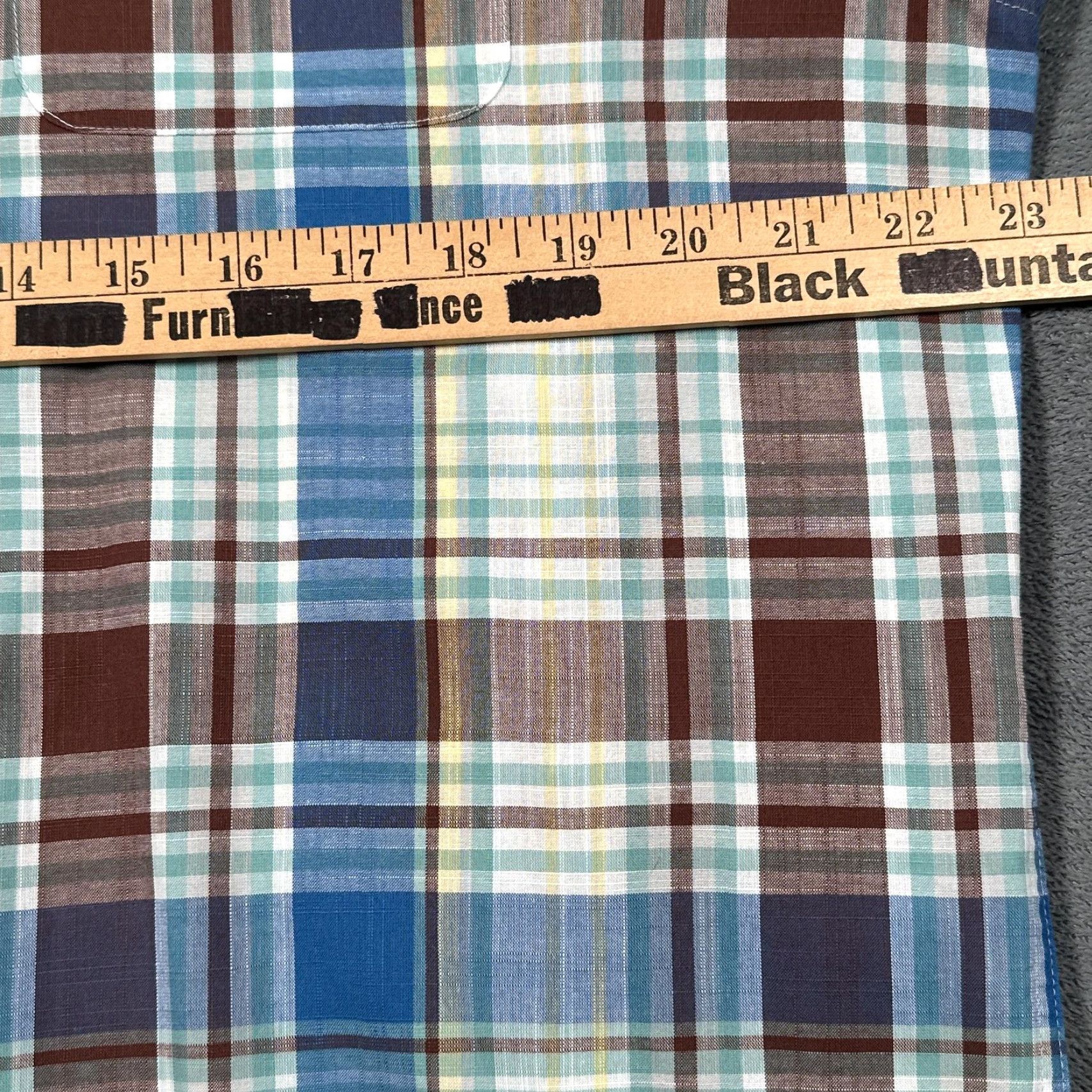 johnnie-O Johnnie-O Men's Shirt Large Blue Brown Plaid Cotton Casual Button-Down Long Sleeve Preppy Size US L / EU 52-54 / 3 - 5 Thumbnail