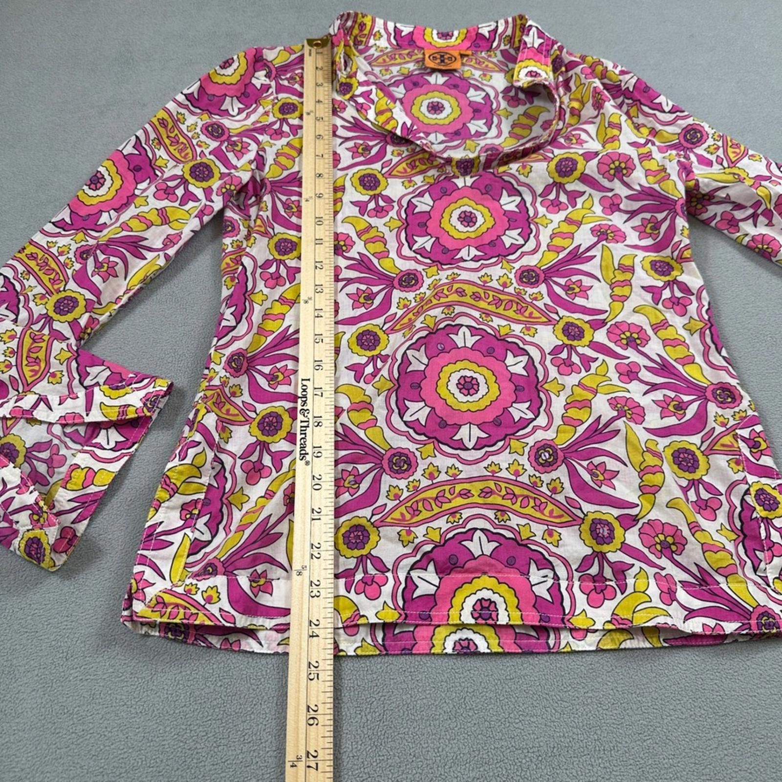 Other Tory Burch Floral Print 2 Long Sleeve Tunic Top Blouse Size XS / US 0-2 / IT 36-38 - 3 Thumbnail