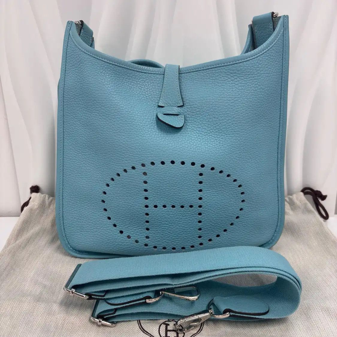 Hermes Hermes Evelyne PM blue Clemence cowhide leather Evelyne shoulder bag silver hard Size ONE SIZE - 1 Thumbnail