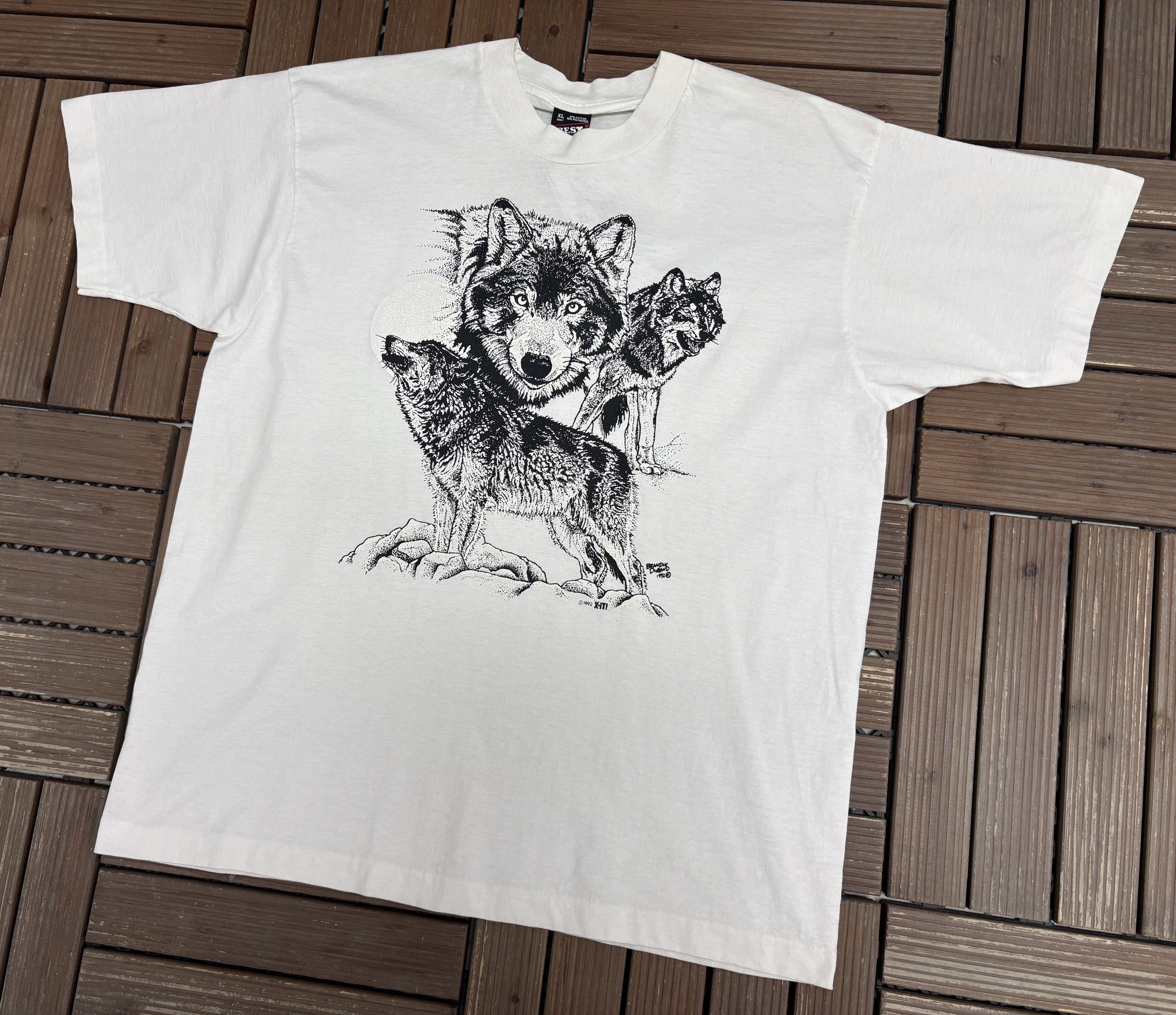 Vintage Wolfpack Scenic Vintage White T-Shirt Tee Size US XL / EU 56 / 4 - 3 Thumbnail