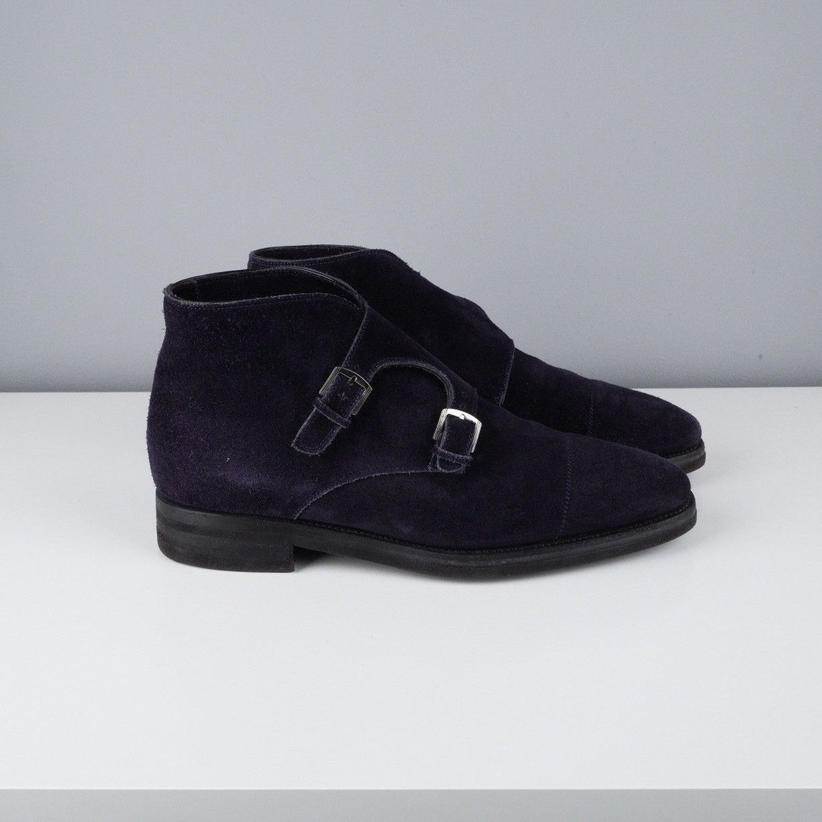 Kiton Kiton doble buckle dark blue suede leather boots shoes Size US 7 / EU 40 - 3 Thumbnail