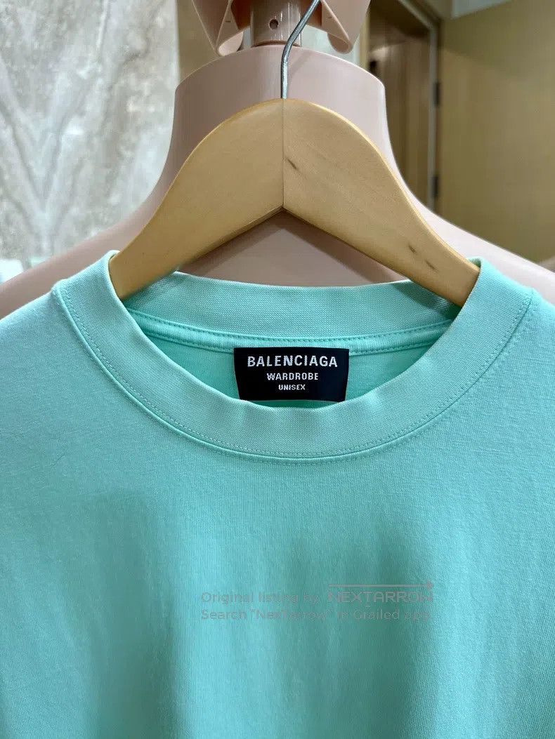 Balenciaga Balenciaga Mint Green Embroidered Logo Short Sleeve T-Shir Size US S / EU 44-46 / 1 - 3 Thumbnail