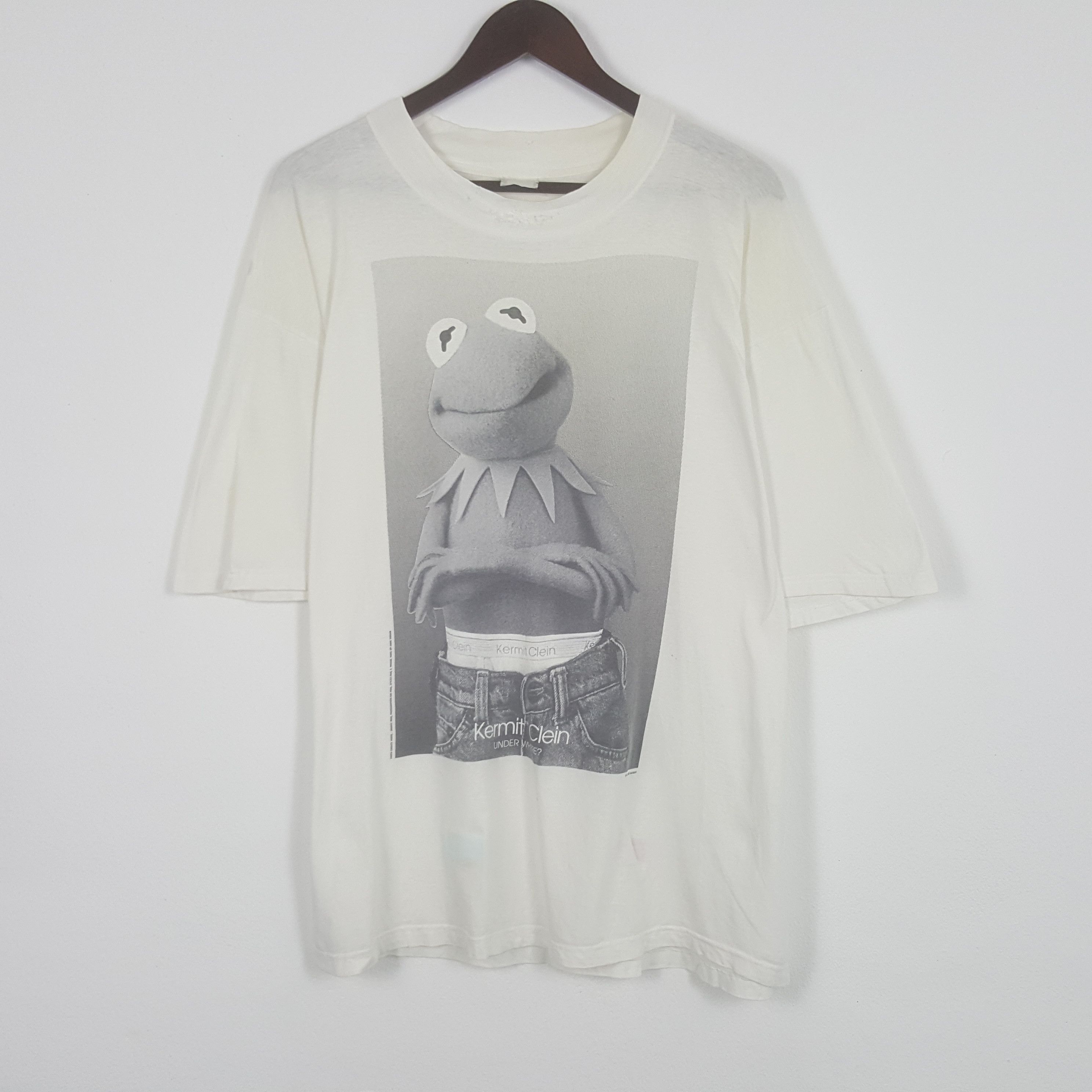 image of Distressed Denim x Vintage Kermit Clein Distressed Style Tshirt in White, Men's (Size XL)