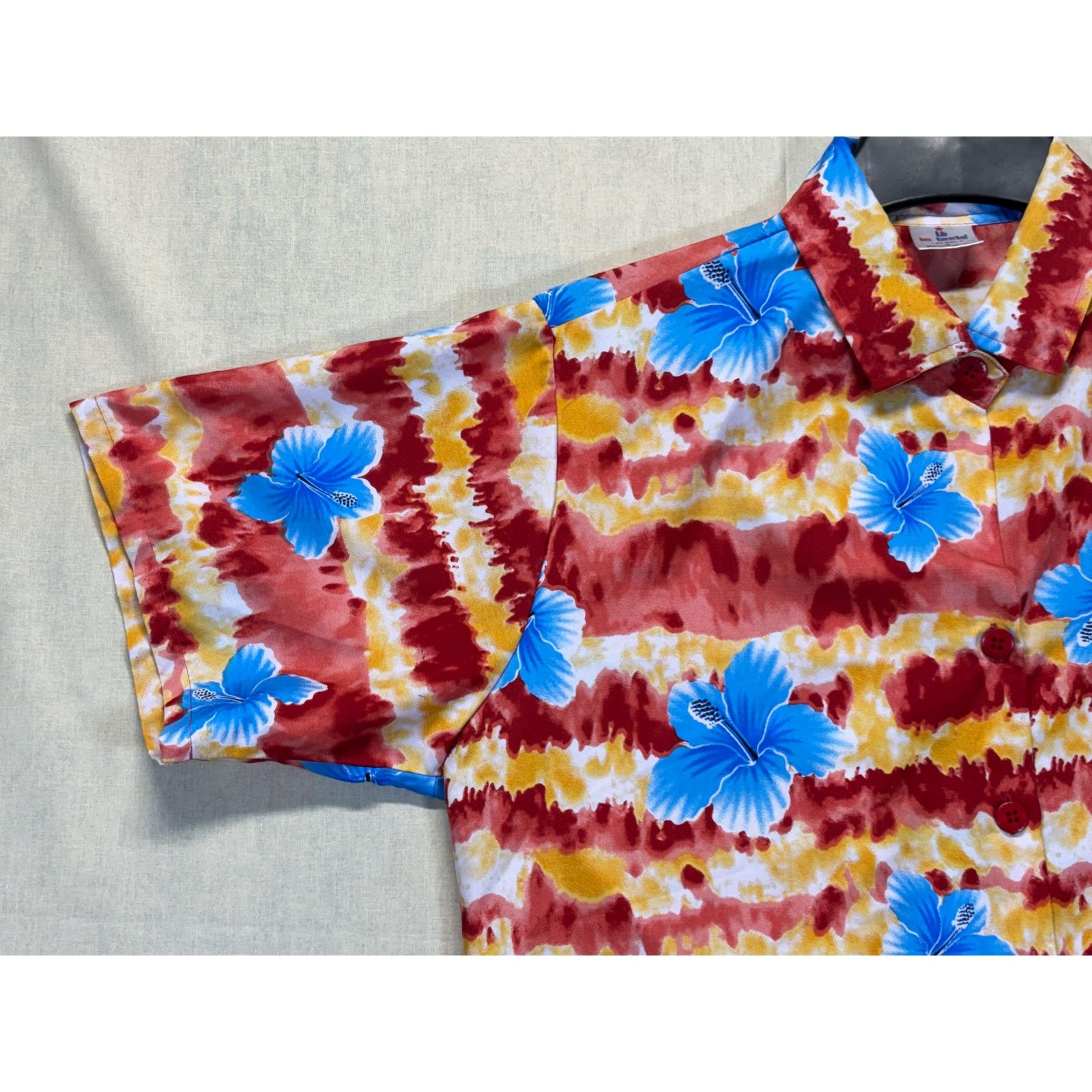 The Unbranded Brand Laleela Hawaiian Floral Shirt Mens Medium Blue Red Button Up Size US M / EU 48-50 / 2 - 8 Thumbnail