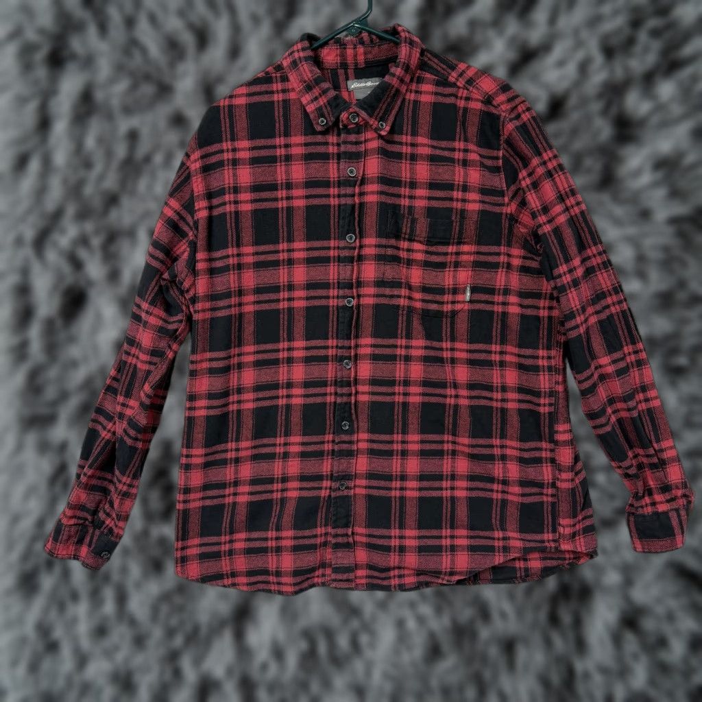 Eddie Bauer Eddie Bauer Flannel Shirt Men XLT Red Black Plaid Button-Down Collar Long Sleeve Casual Fall Winter Size US XL / EU 56 / 4 - 1 Thumbnail