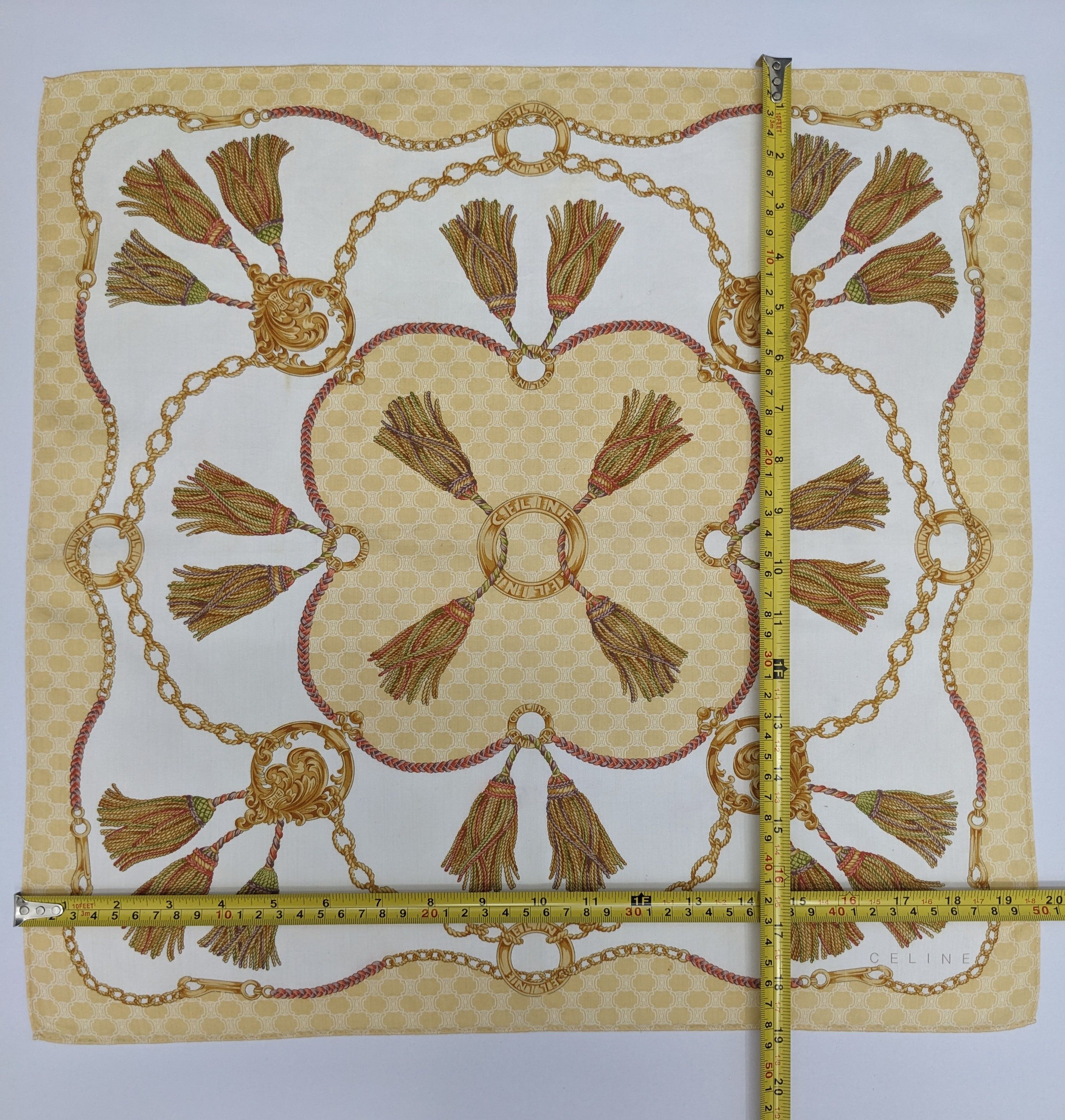 Celine CELINE PARIS MACADAM BLASON TASSELS SILK HANDKERCHIEF Size ONE SIZE - 4 Thumbnail